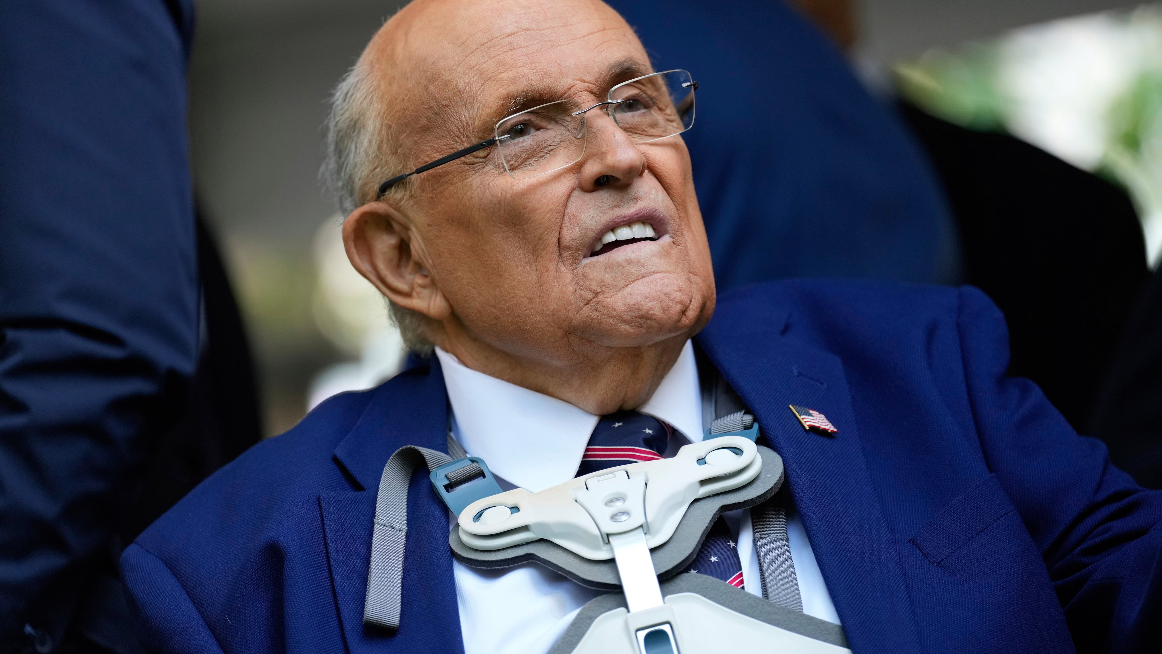 FILE - Former NYC mayor Rudy Giuliani participates in a ceremony commemorating the anniversary of the 9-11 terror attacks in New York, Thursday, Sept. 11, 2025. (AP Photo/Seth Wenig,File)