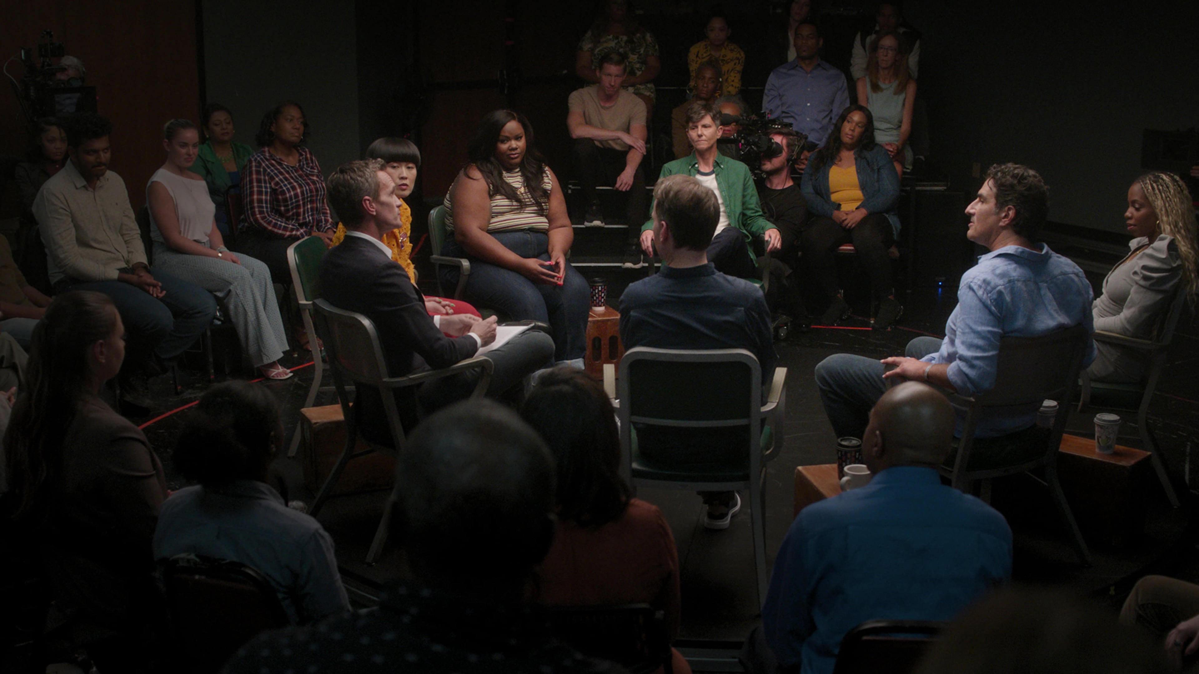 The 2024 documentary "Group Therapy," which was filmed in Atlanta, featured prominent comedians like Mike Birbiglia, Tig Notaro, Nicole Byer and London Hughes sharing their biggest mental health challenges in front of a live audience and host Neil Patrick Harris. (Courtesy of VML)