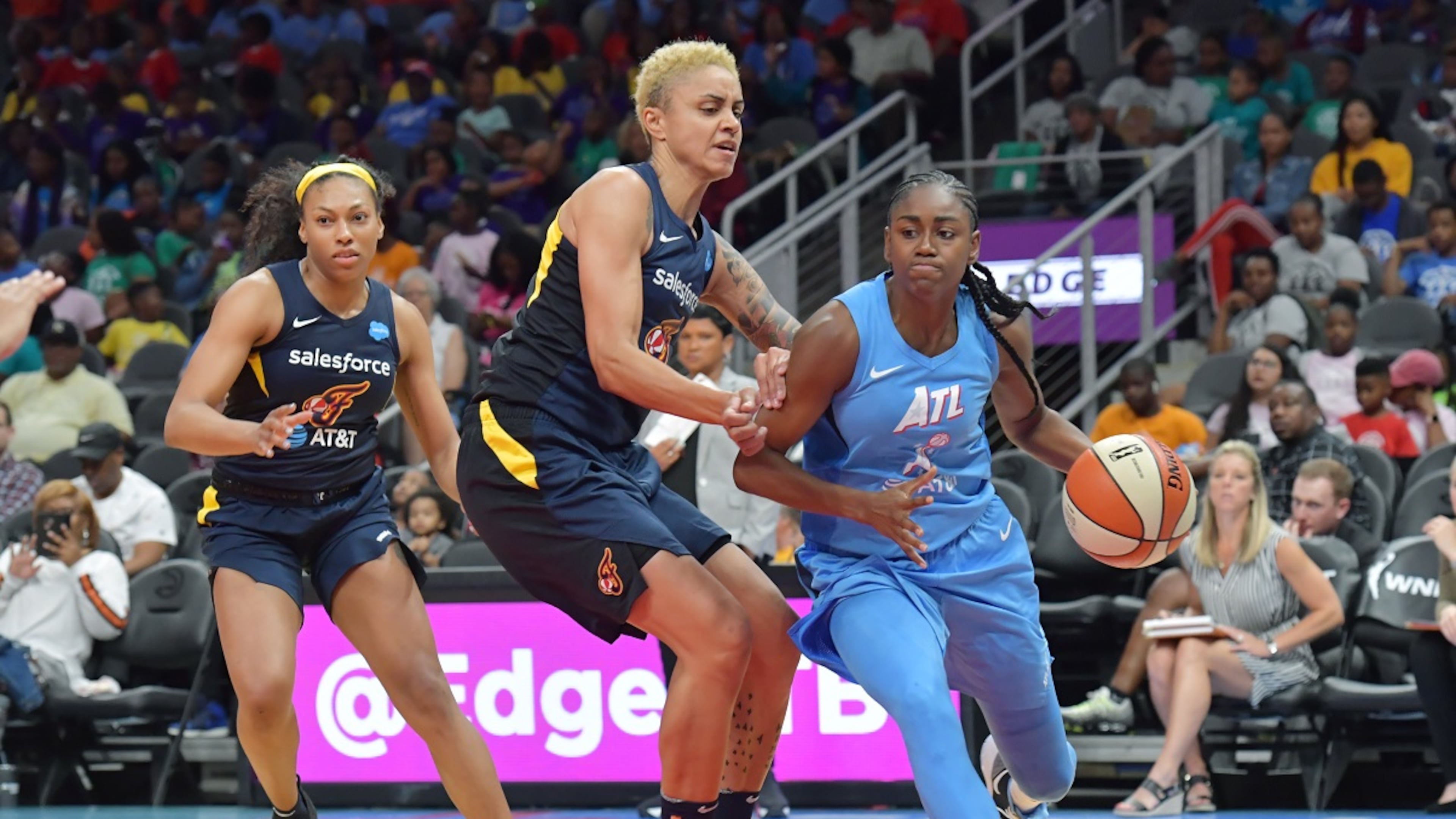Atlanta Dream guard Tiffany Hayes (right). AJC file photo.