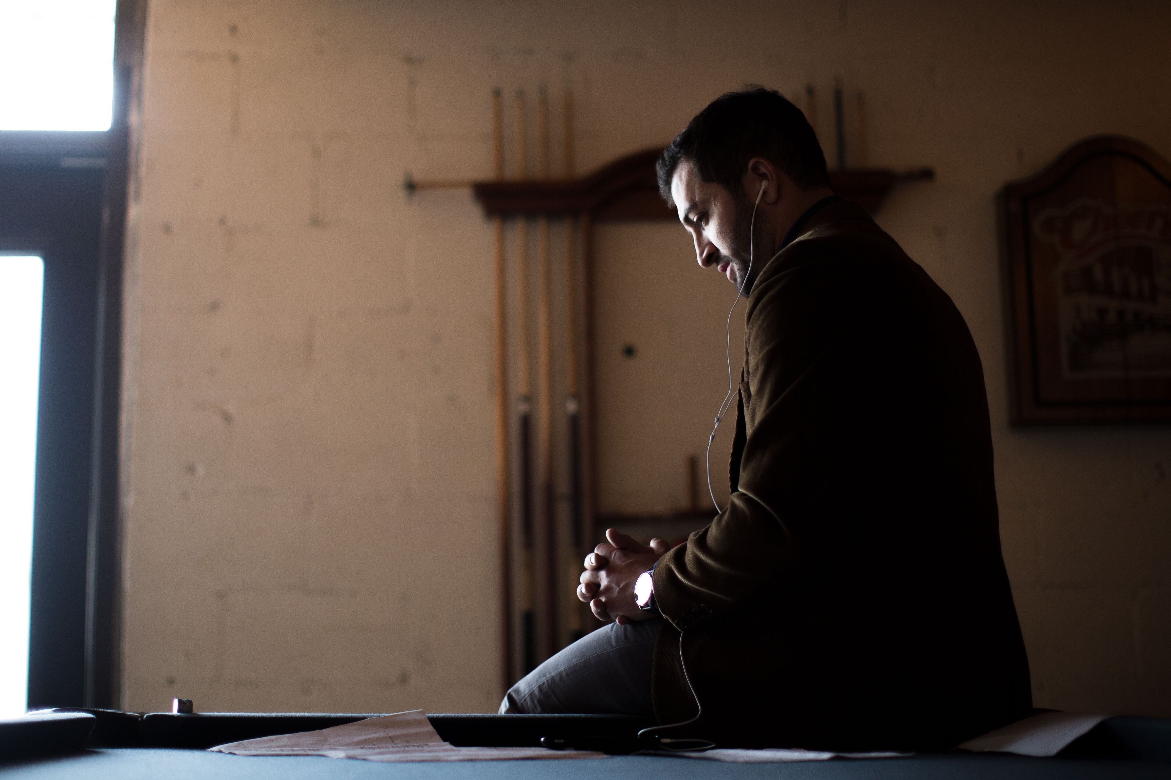 Actor Nick Izzo works on his lines for the short film "Re Inc." on the second day of the 48 Hour Film Project, Saturday, June 13, 2015, in Atlanta. Teams had 48 hours to write, film, and edit a short film. BRANDEN CAMP/SPECIAL
