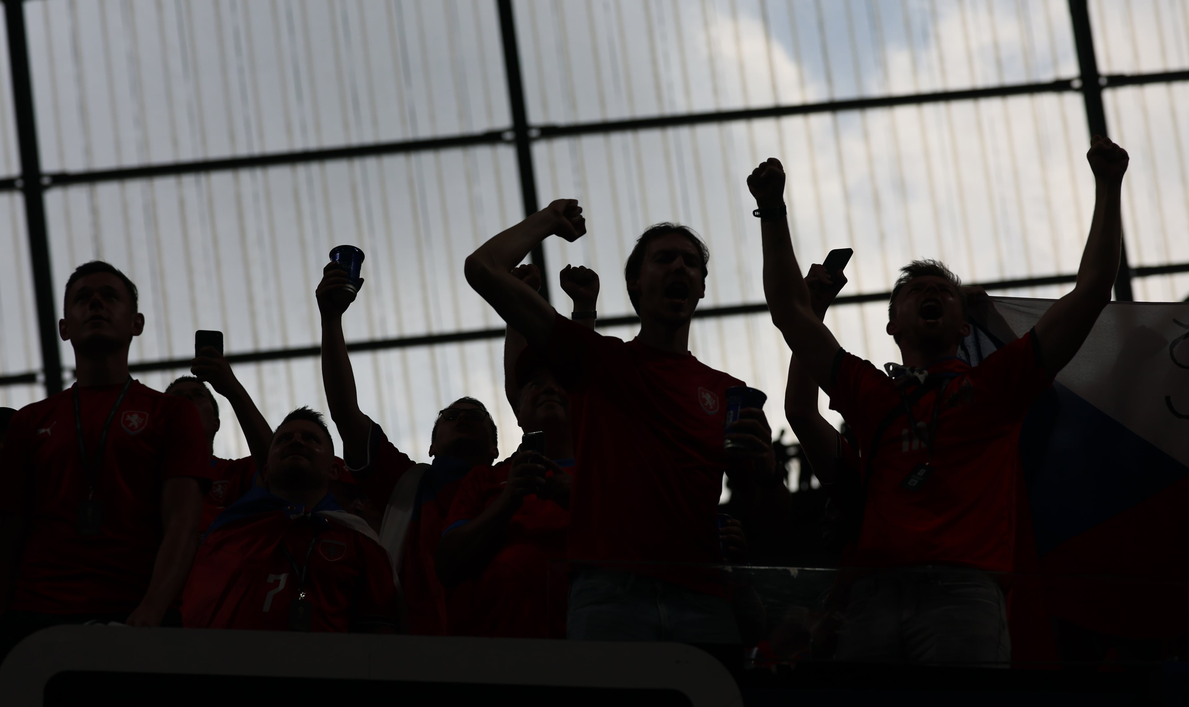 Czechia fans cheer before the Czechia vs. South Africa World Cup match at Atlanta Stadium on Thursday, June 18, 2026. (Jason Getz/AJC)
