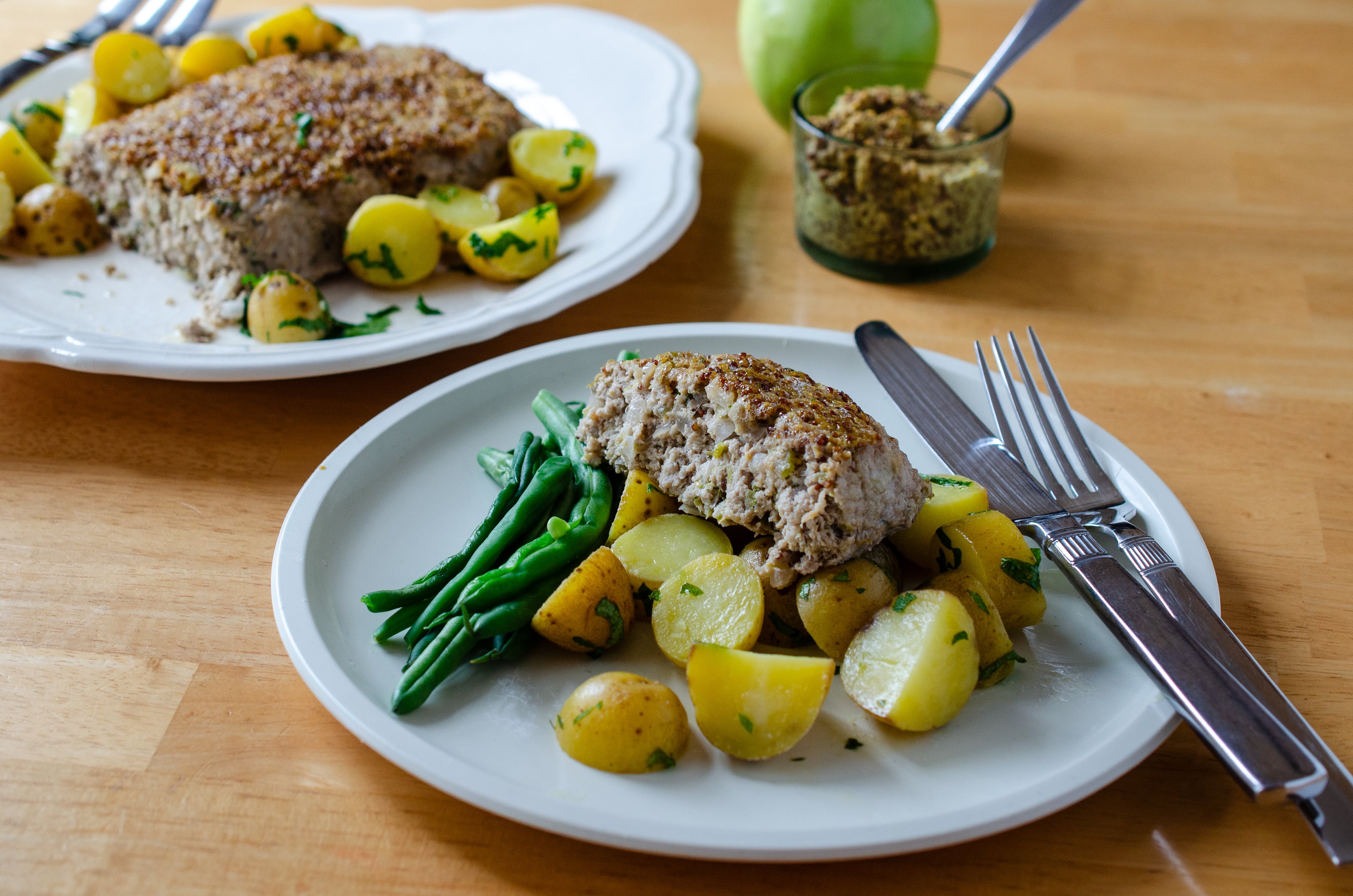Grated apple adds flavor and fiber to the Honey-Mustard Glazed Turkey Apple Meatloaf. (Virginia Willis for the AJC)