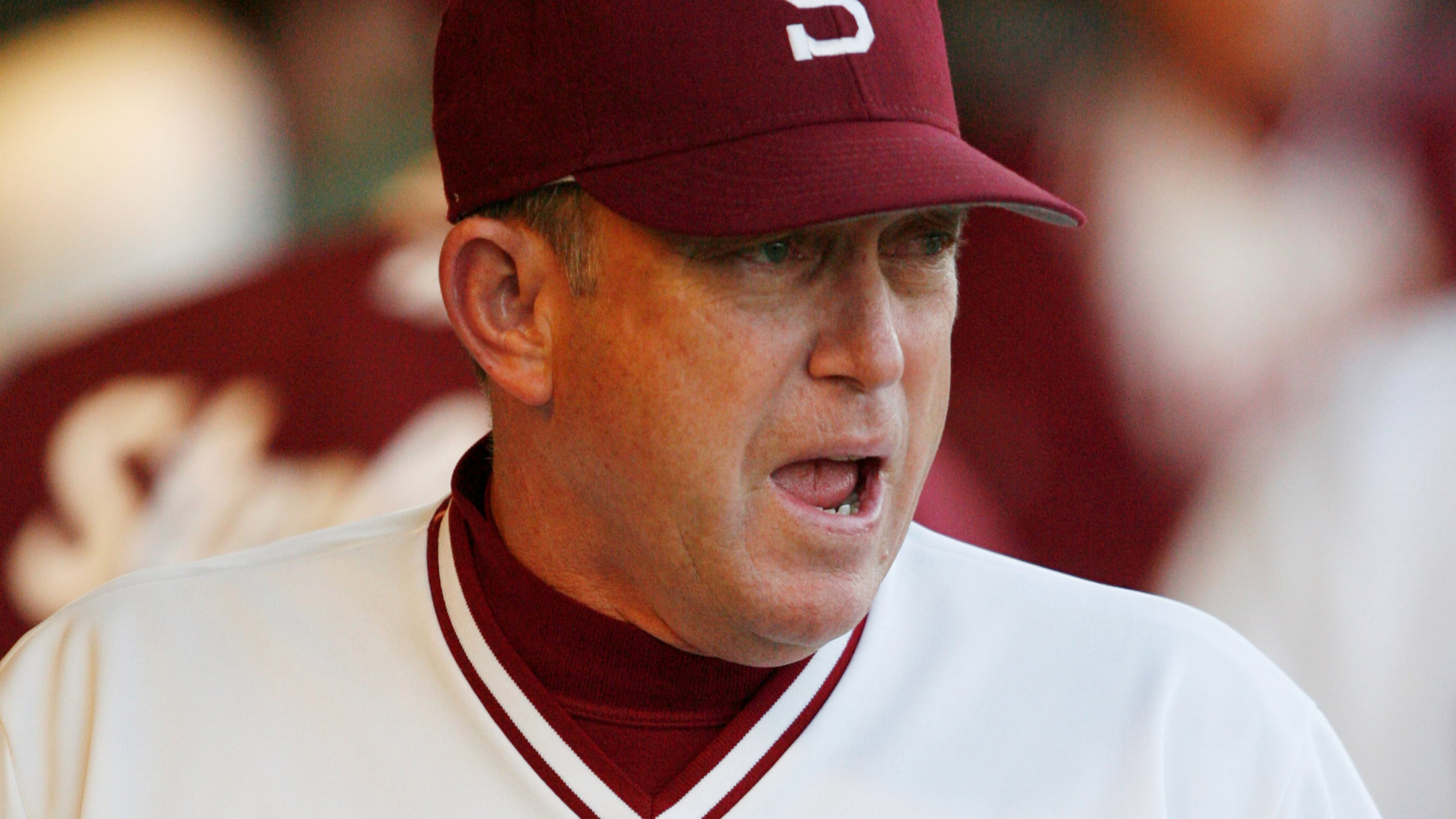 Stanford coach Mark Marquess cheers on his team during a baseball game against California in Stanford, Calif., on March 2, 2007. (Darryl Bush/San Francisco Chronicle via AP)
