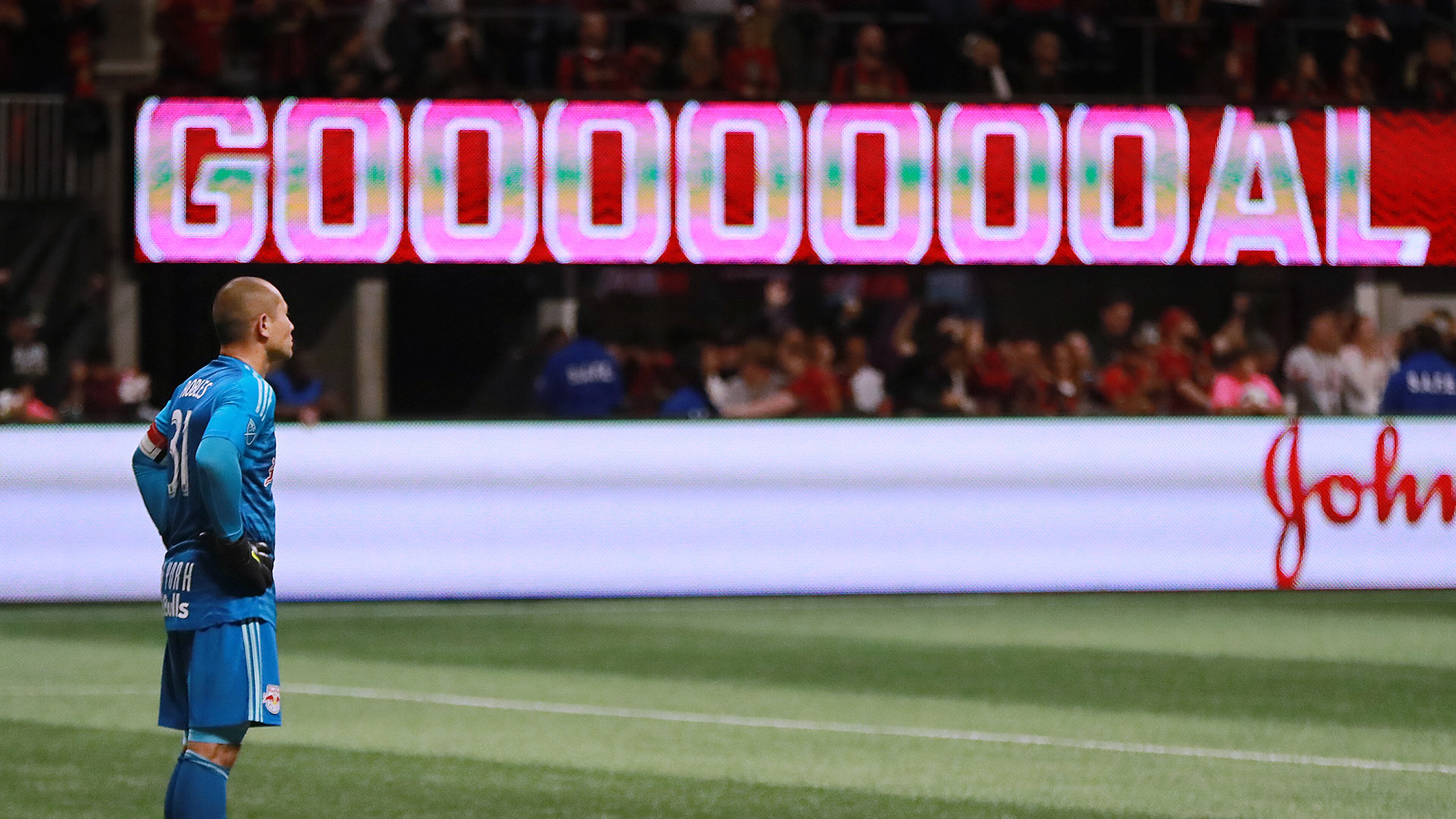 Nov 25, 2018 Atlanta: New York Red Bulls goalkeeper Luis Robies stands dejected after giving up the third goal of the night falling 3-0 to Atlanta United during their Eastern Conference finals MLS soccer game on Sunday, Nov. 25, 2018, in Atlanta. Curtis Compton/ccompton@ajc.com