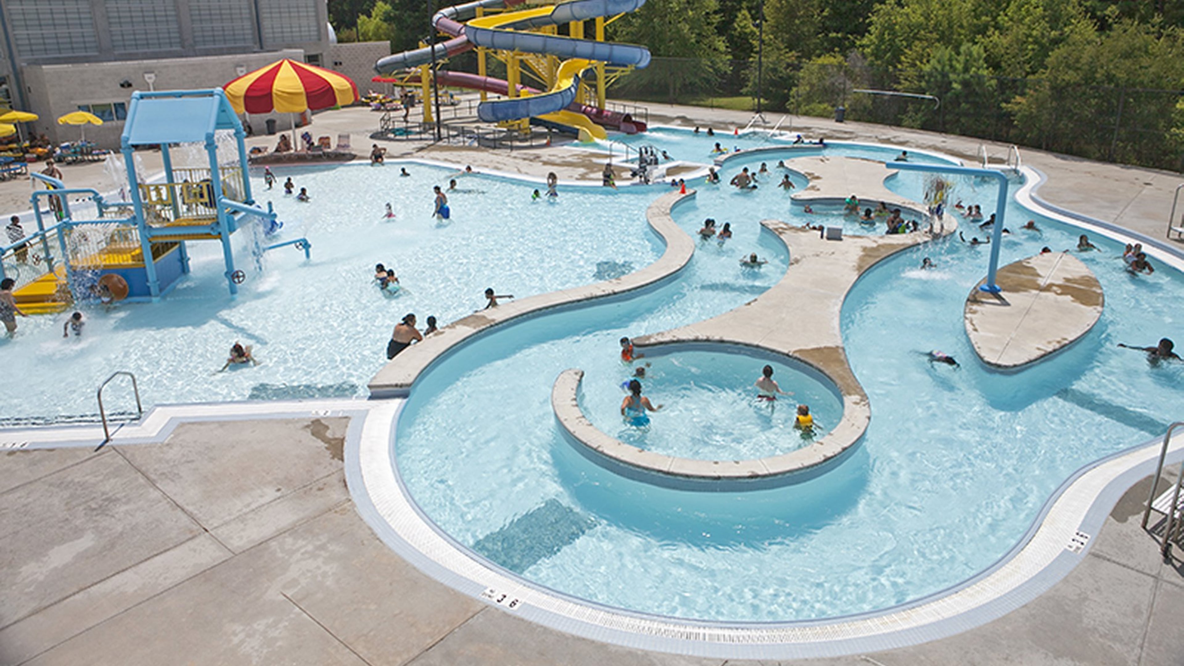 Mountain Park Aquatic Center in Gwinnett County has many features, including water slides, a Lazy River and zero-depth entry point. Contributed by Gwinnett County