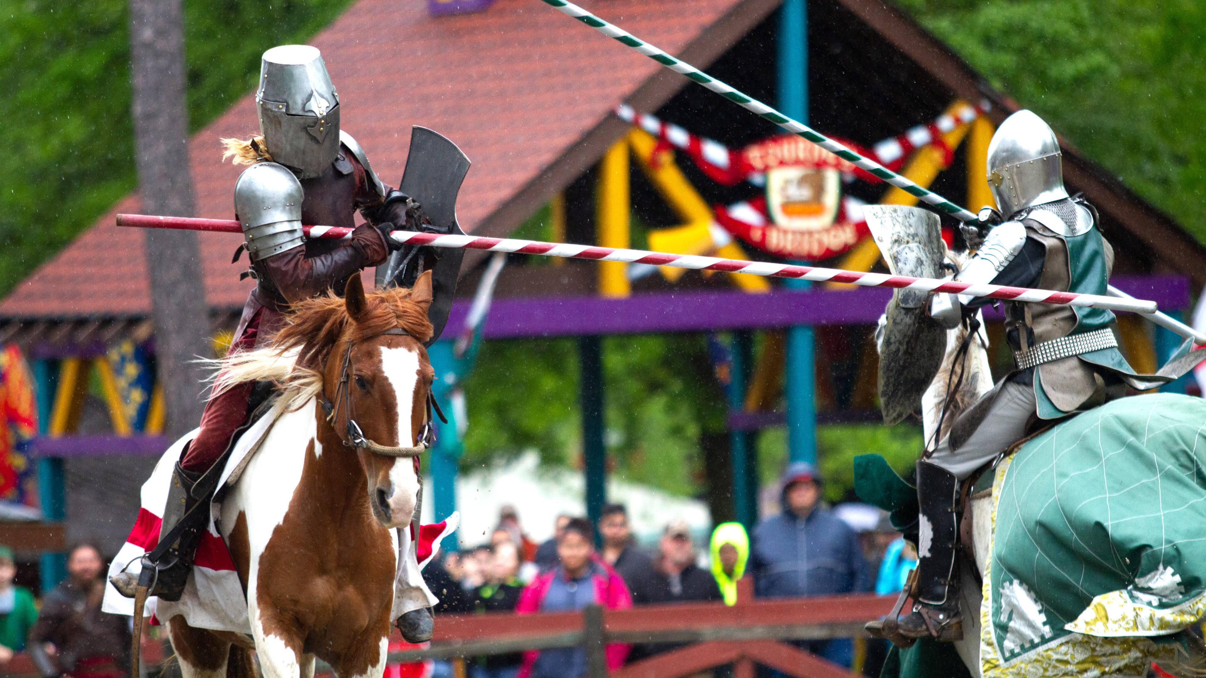 Noble knights Joust during a performance during the 34th annual Georgia Renaissance Festival in Fairburn Saturday, April 20, 2019. STEVE SCHAEFER / SPECIAL TO THE AJC
