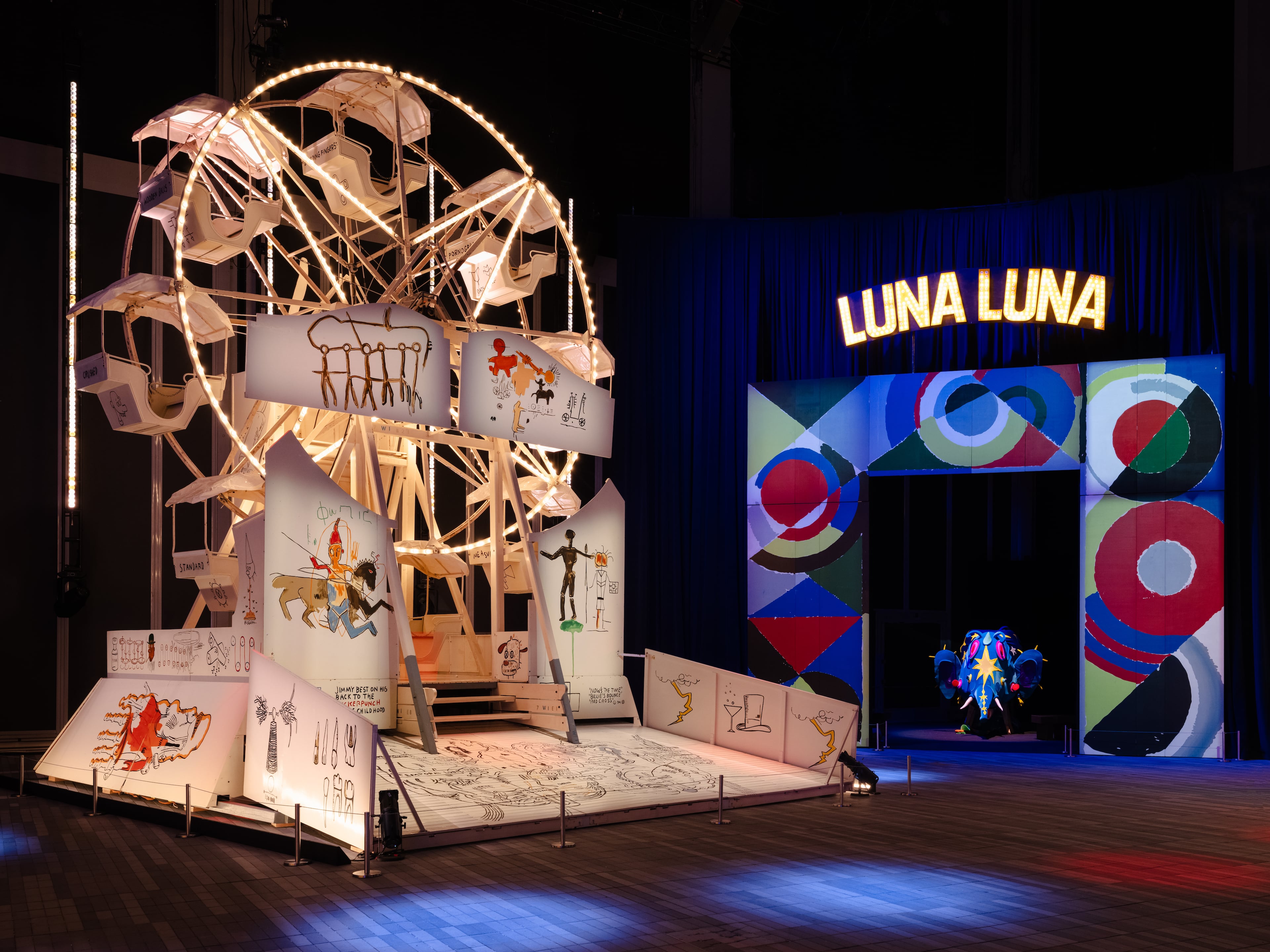 The painted Ferris wheel by Jean-Michel Basquiat that will be at "Luna Luna." (Licensed by Artestar, New York. Courtesy of Brian Ferry/Luna Luna, LLC)