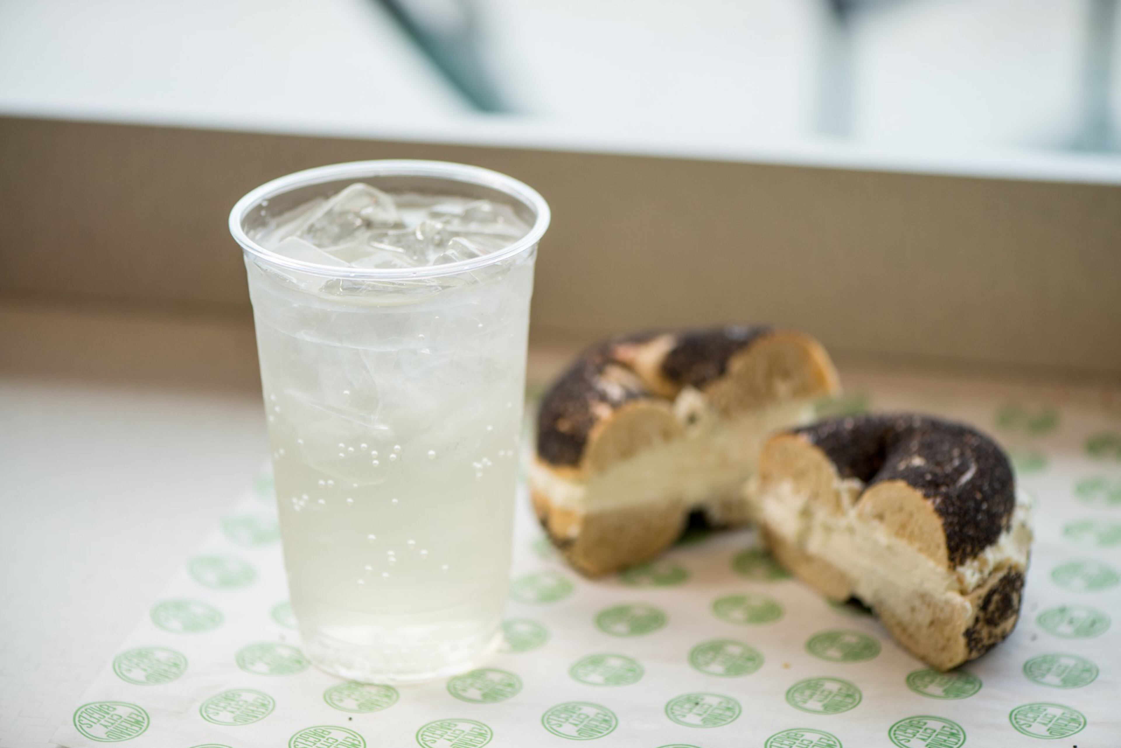 Celery Seltzer with a Poppyseed Bagel. Photo credit- Mia Yakel.