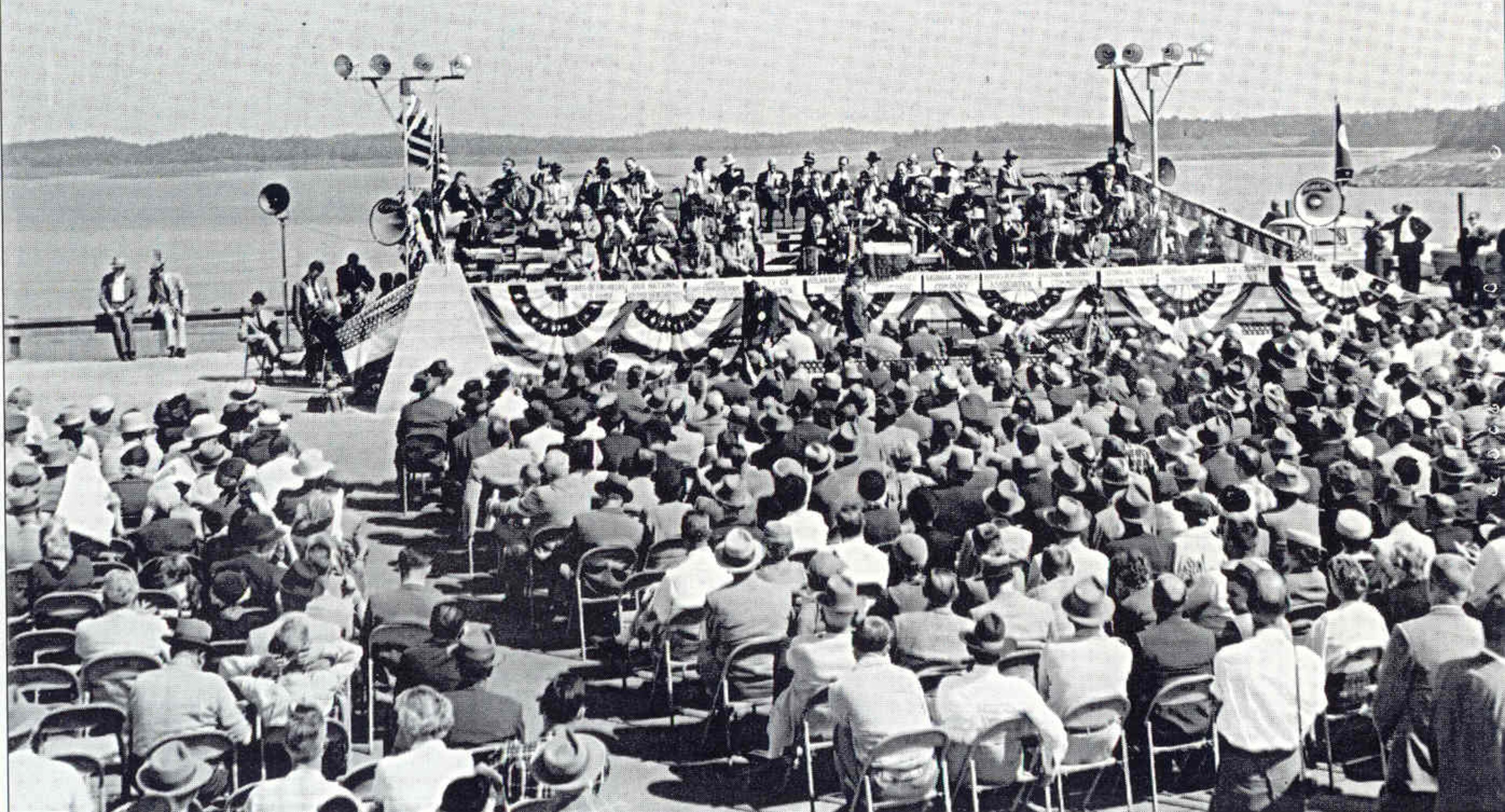 This is the dedication ceremony for Lake Lanier/Buford Dam on October 9, 1957. Photo courtesy of the U.S. Army Corps of Engineers