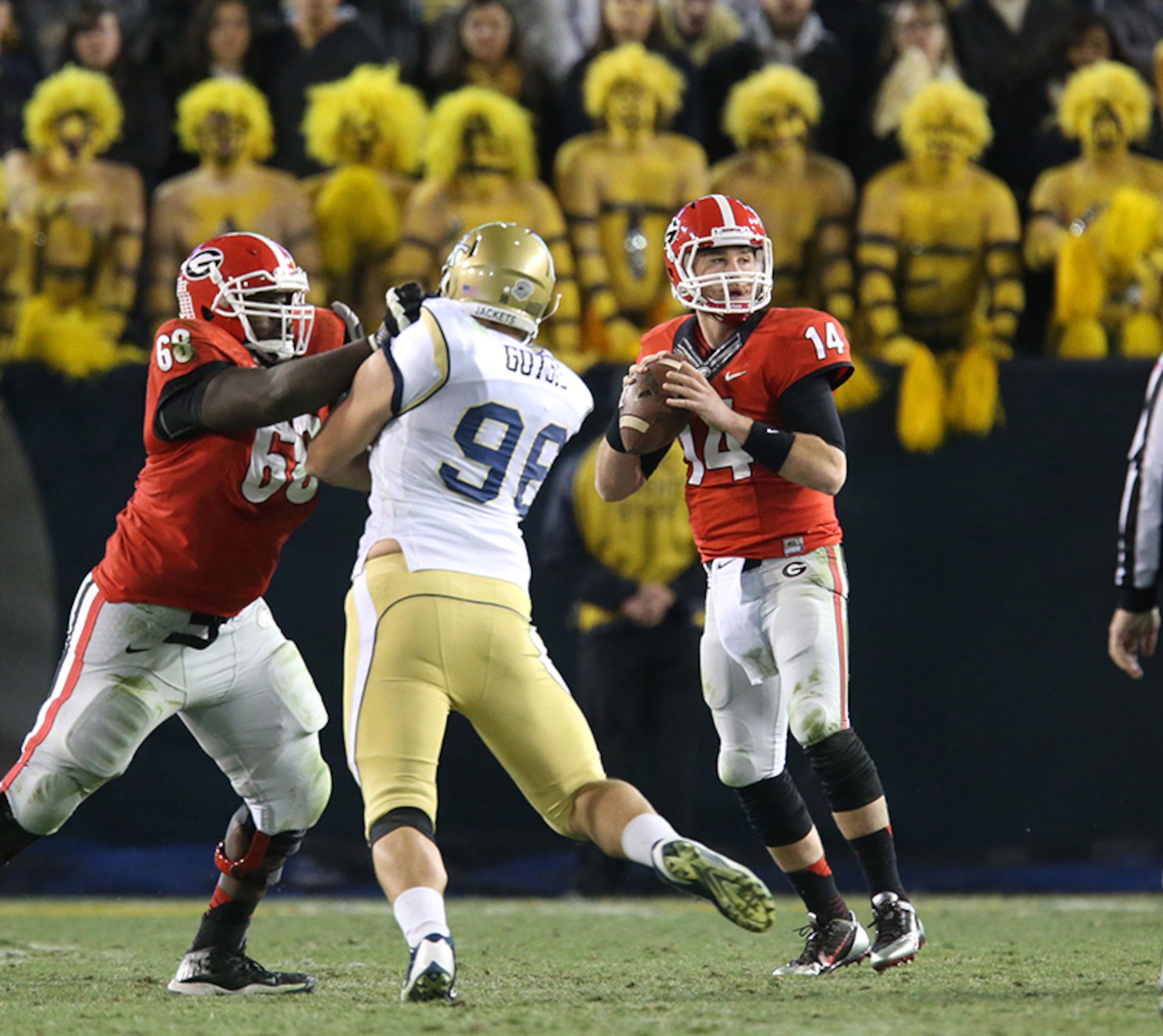 Winning debut for Hutson Mason. When Murray went down in Game 11, the torch got passed to quarterback Hutson Mason 2½ games earlier than expected. The redshirt junior from Marietta got his first career start on the road against archrival Georgia Tech on Nov. 30. It didn’t look early on as Mason was shaky and the Bulldogs fell behind 20-0. But Mason led UGA on a scoring drive 34 seconds before halftime and eventually forced the game into overtime. There Gurley took over with all 50 yards of offense as the Bulldogs forged a 41-34 victory in two overtimes.