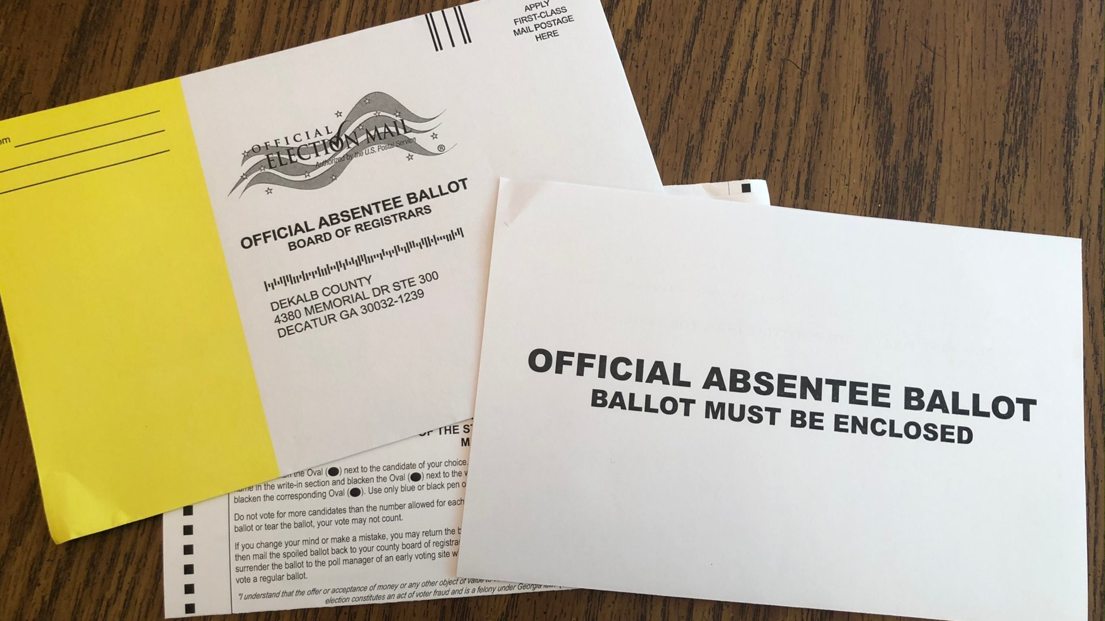 Absentee ballots, envelopes and privacy sleaves are being mailed to Georgia voters for the state's primary on June 9, 2020.