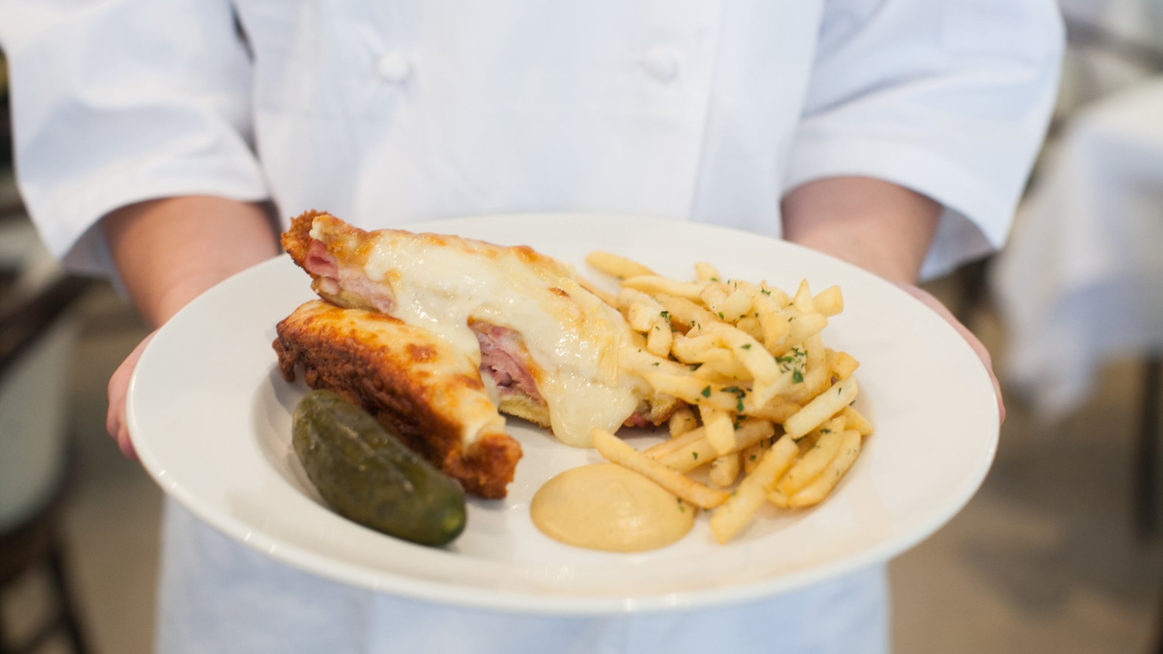 Classic dishes like the croque monsieur or madame are menu staples at The Luminary. Credit: Renee Brock