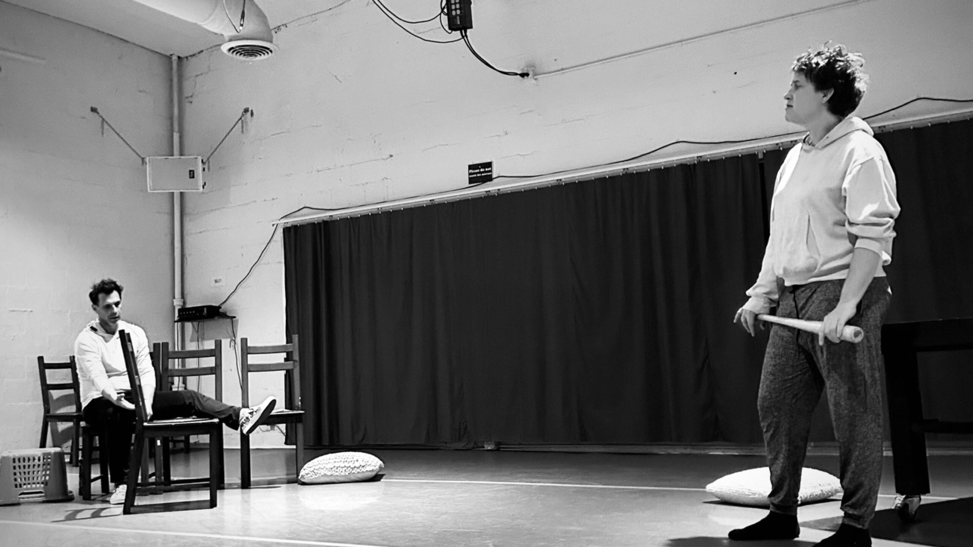 "Break In," starring Michael Cook, left, and Femmaeve MacQueen, is part of the Blueprint: a short play & film festival at Windmill Arts, Thursday through Sunday, April 24-27.