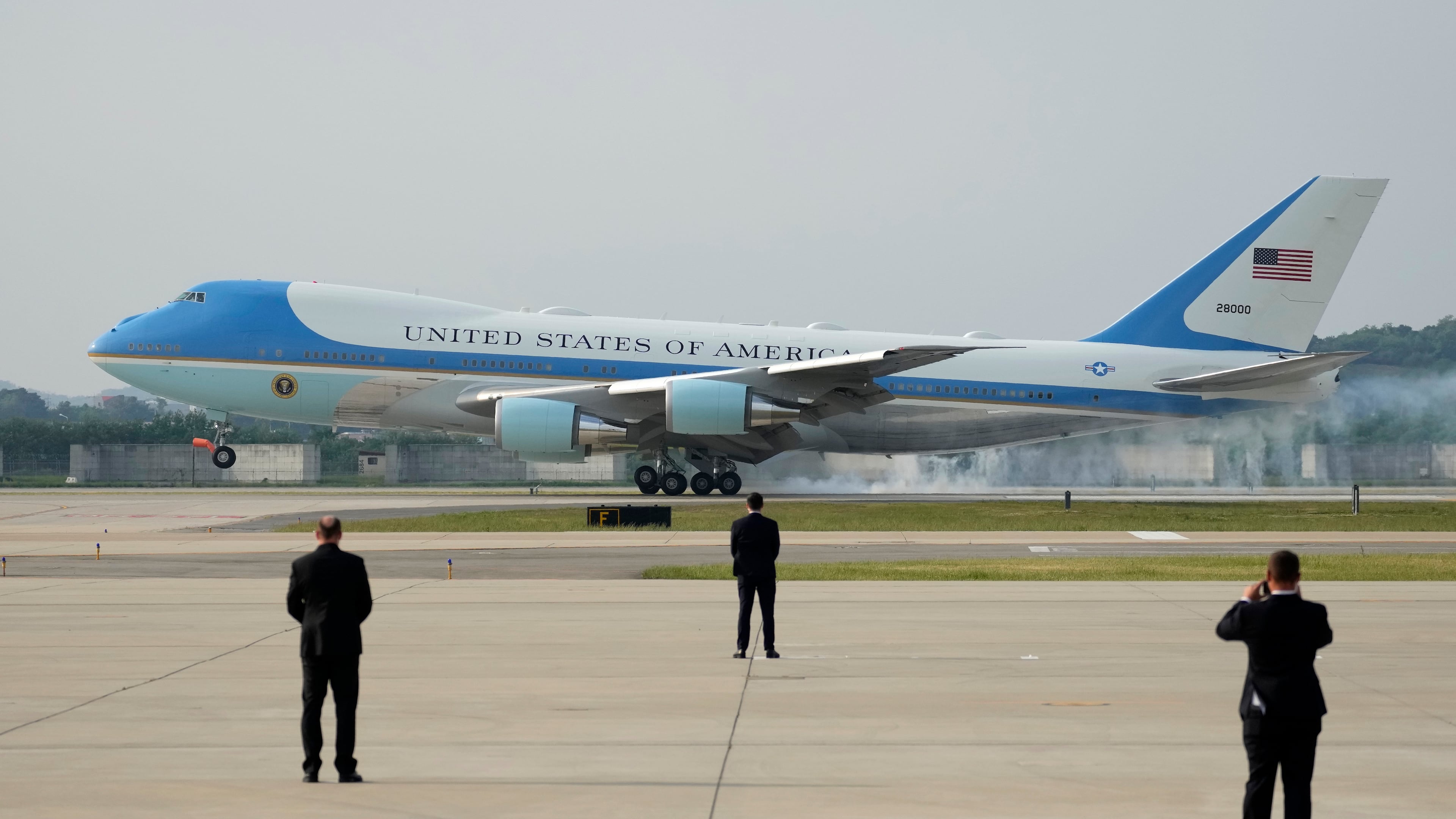 FILE - Air Force One with U.S. President Joe Biden arrives at Osan Air Base in Pyeongtaek, South Korea, Friday, May 20, 2022. (AP Photo/Lee Jin-man, file)