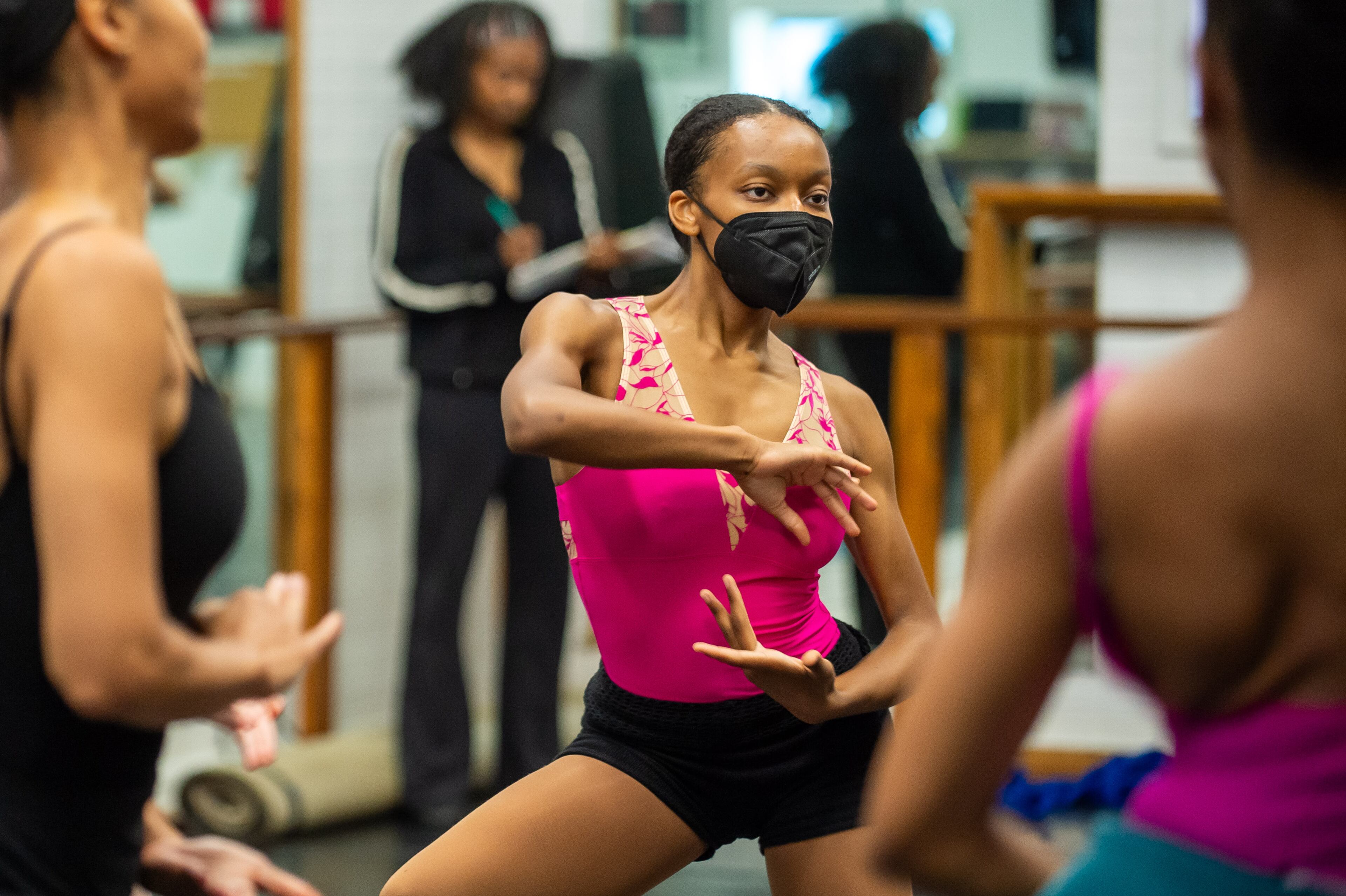 Njema Williams and other members of the Ballethnic Dance Company rehearse the ballet “Sanctity” at the company’s studio in East Point, Ga. on Friday, Aug. 18, 2023, ahead of a performance at the Alliance Theatre at the end of the month.
(Bita Honarvar for the AJC)