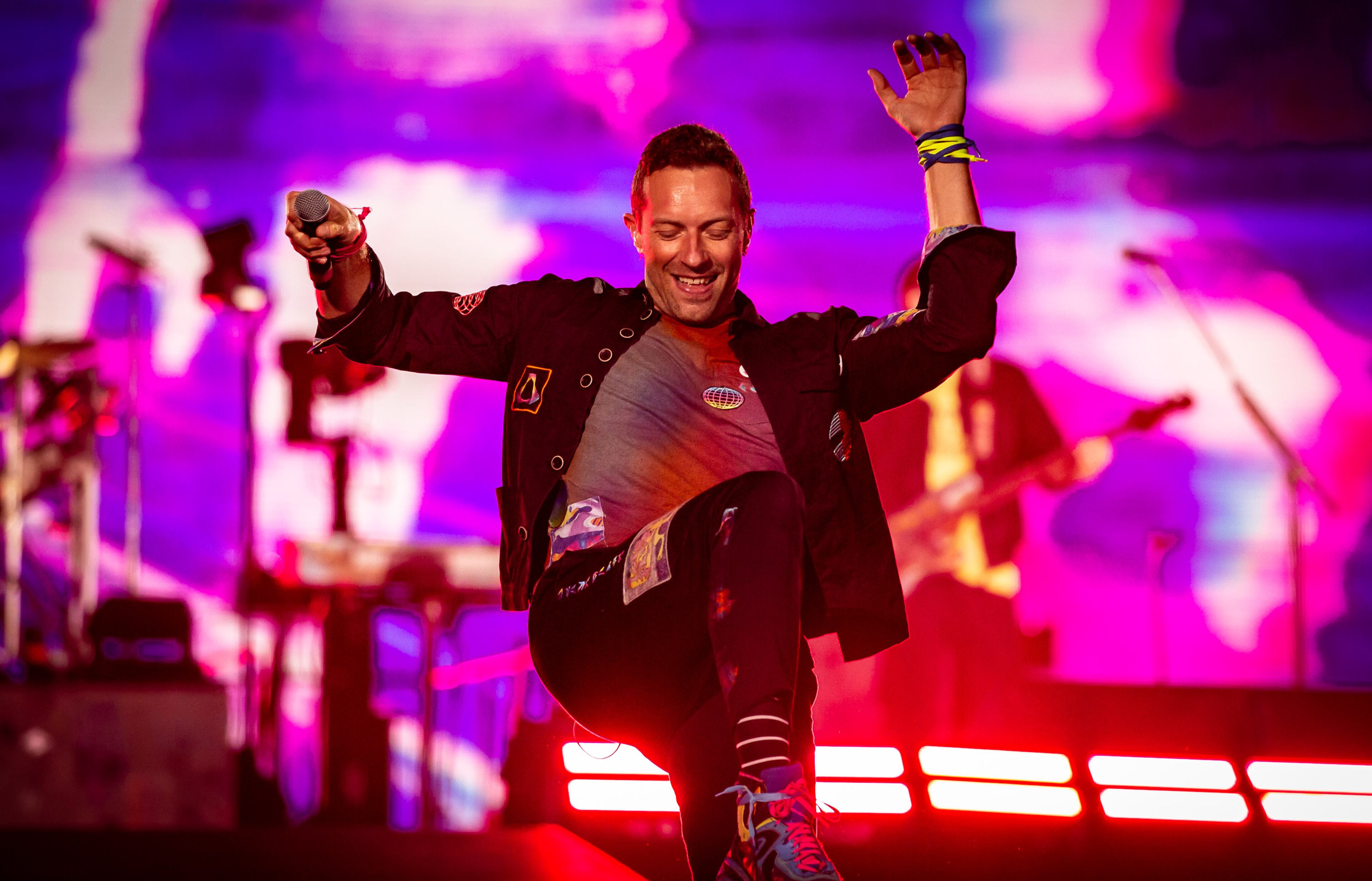 Coldplay performs at Mercedes-Benz Stadium in Atlanta on Saturday night, June 11, 2022, on the Music of the Spheres World Tour. (Ryan Fleisher for The Atlanta Journal-Constitution)