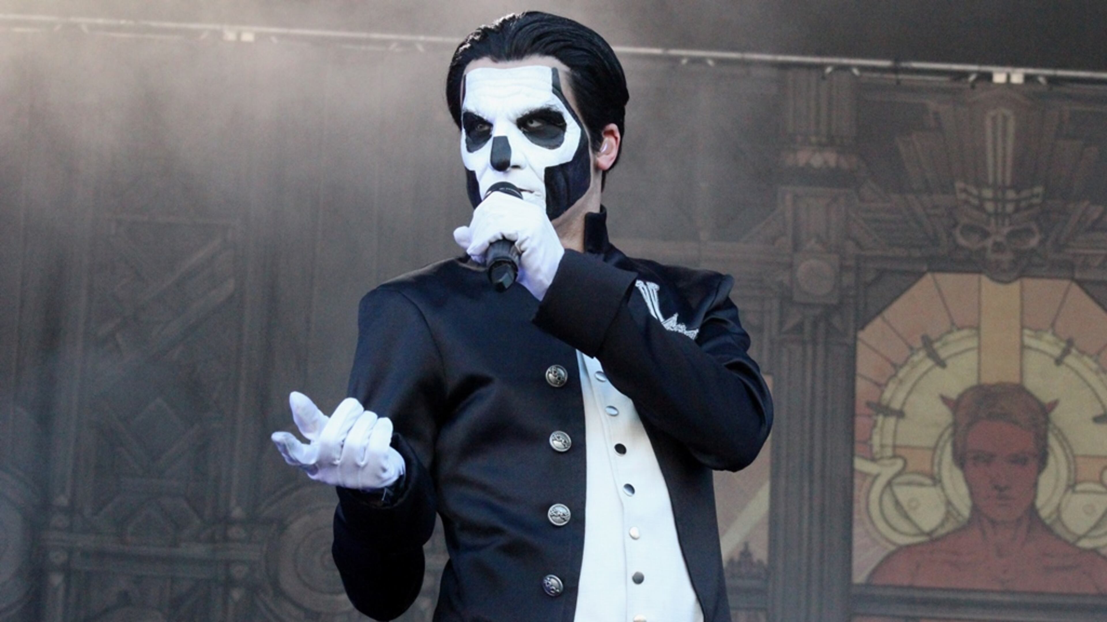 Swedish hard rock band Ghost performed May 13, 2016 at Shaky Knees Music Fest. The bands singer calls himself Papa Emeritus, and the musicians are referred to only as Nameless Ghouls. Photo: Melissa Ruggieri/AJC