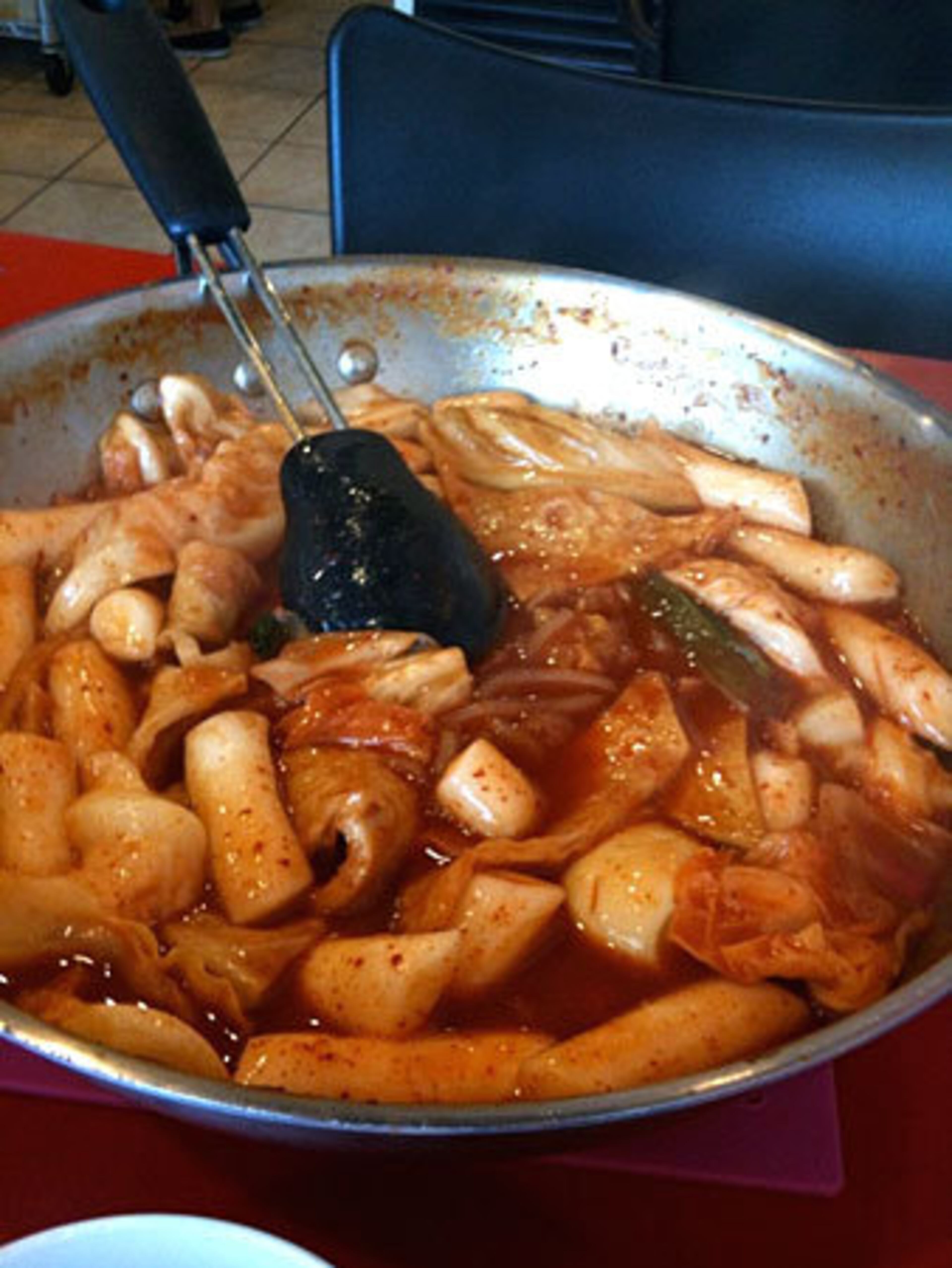 Tteok Boki (rice and fish cake stew) at Dan Moo Ji.