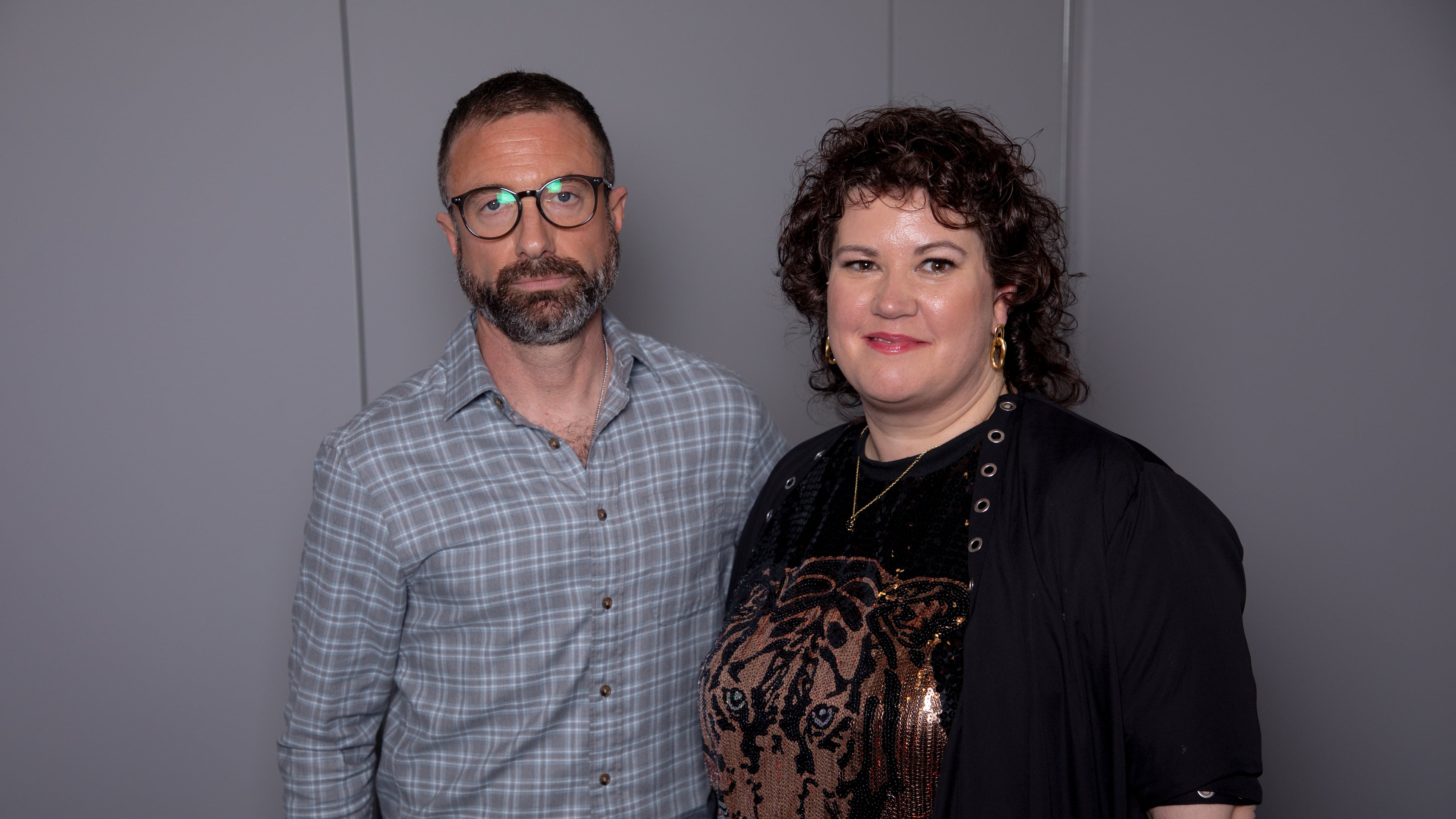Jacob Tierney, left, and Rachel Reid pose for a portrait in New York on Saturday, April 18, 2026. (Photo by Andy Kropa/Invision/AP)