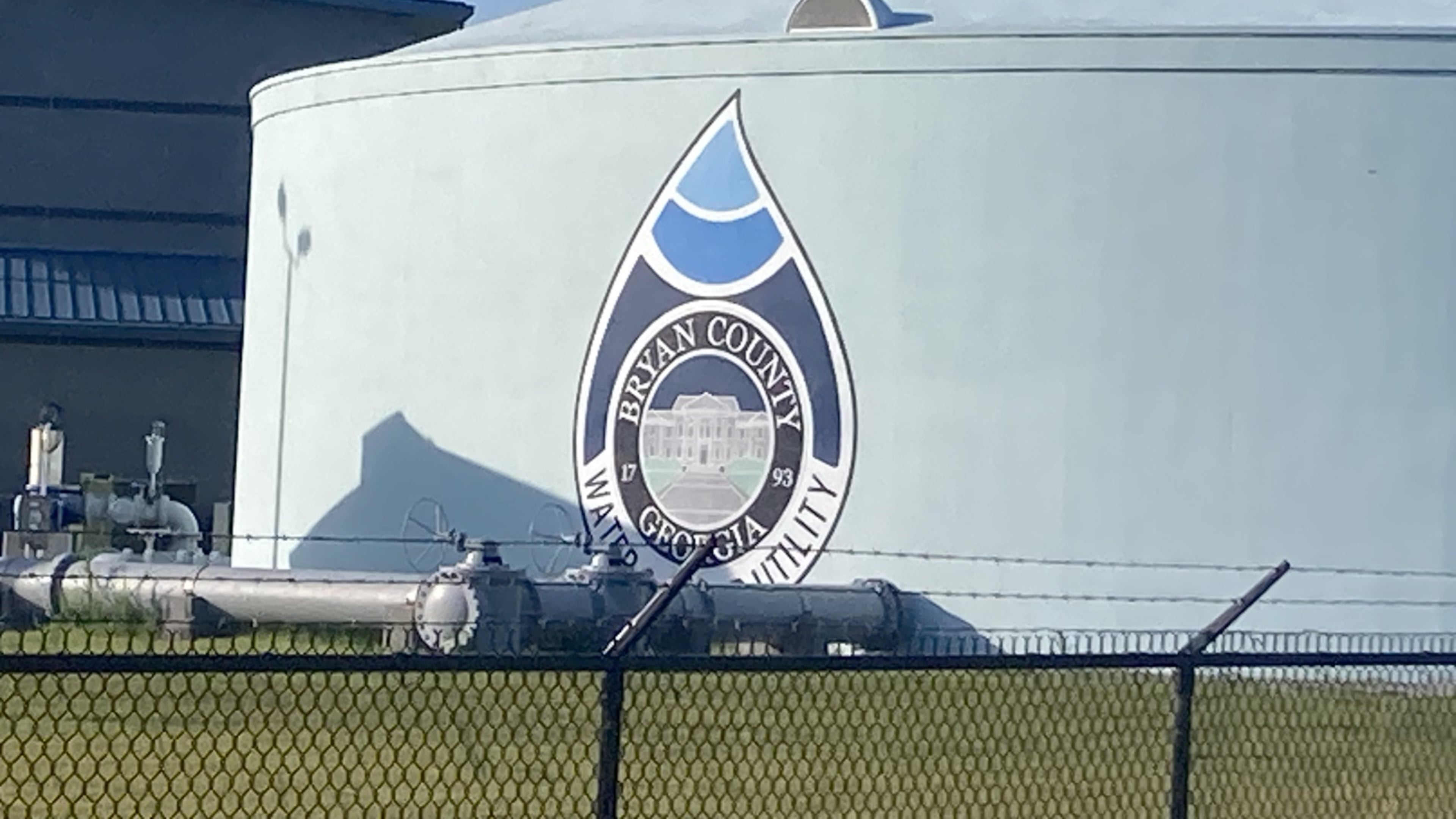 The North Bryan County Water Reclamation Facility is under construction across I-16 from the Hyundai Motor Group Metaplant America campus near Savannah. The treatment plant is to begin operations before the end of the year. (Adam Van Brimmer/AJC)