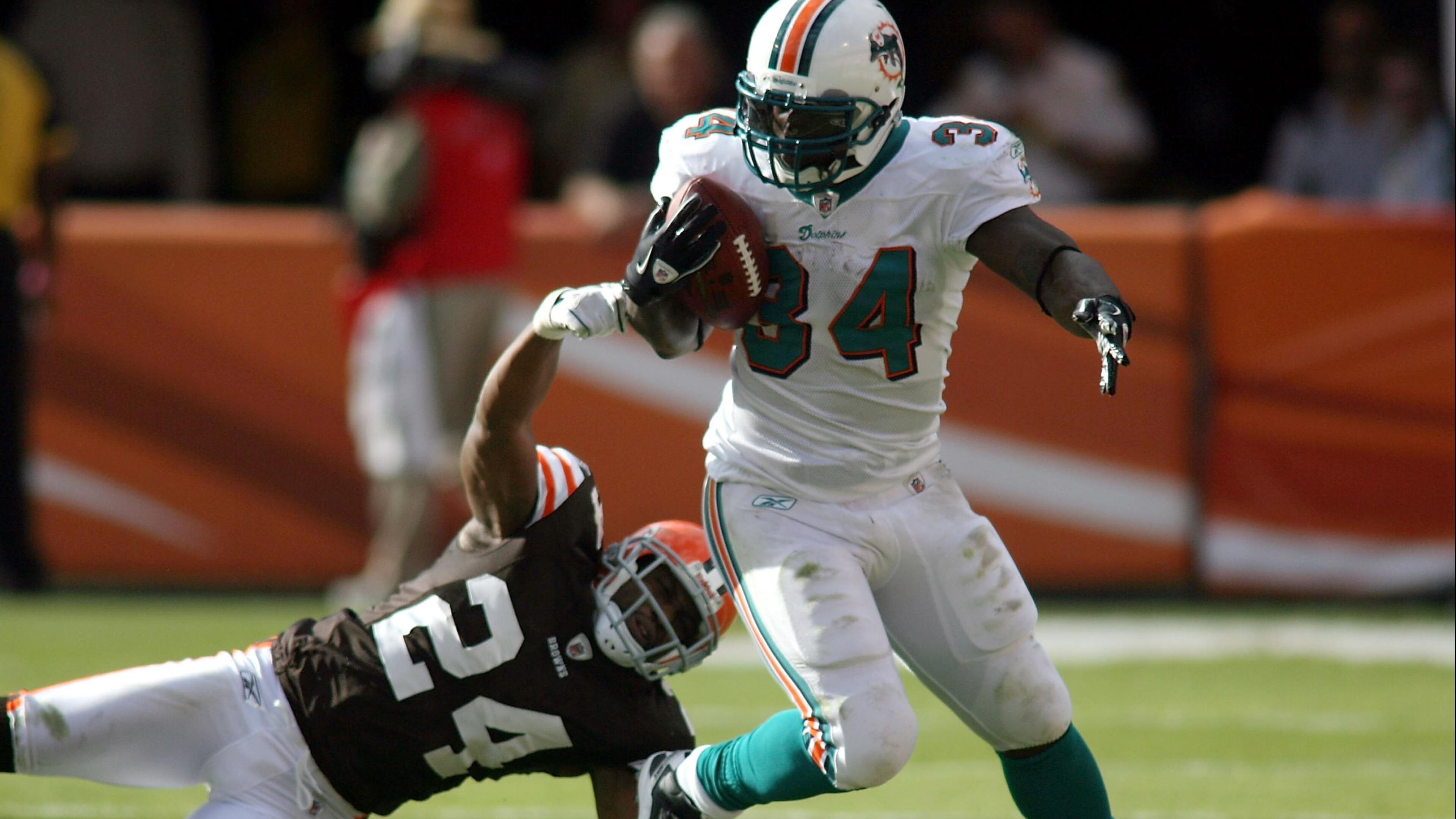 Running back RIcky Williams played 11 seasons in the NFL, including seven seasons with the Miami Dolphins.