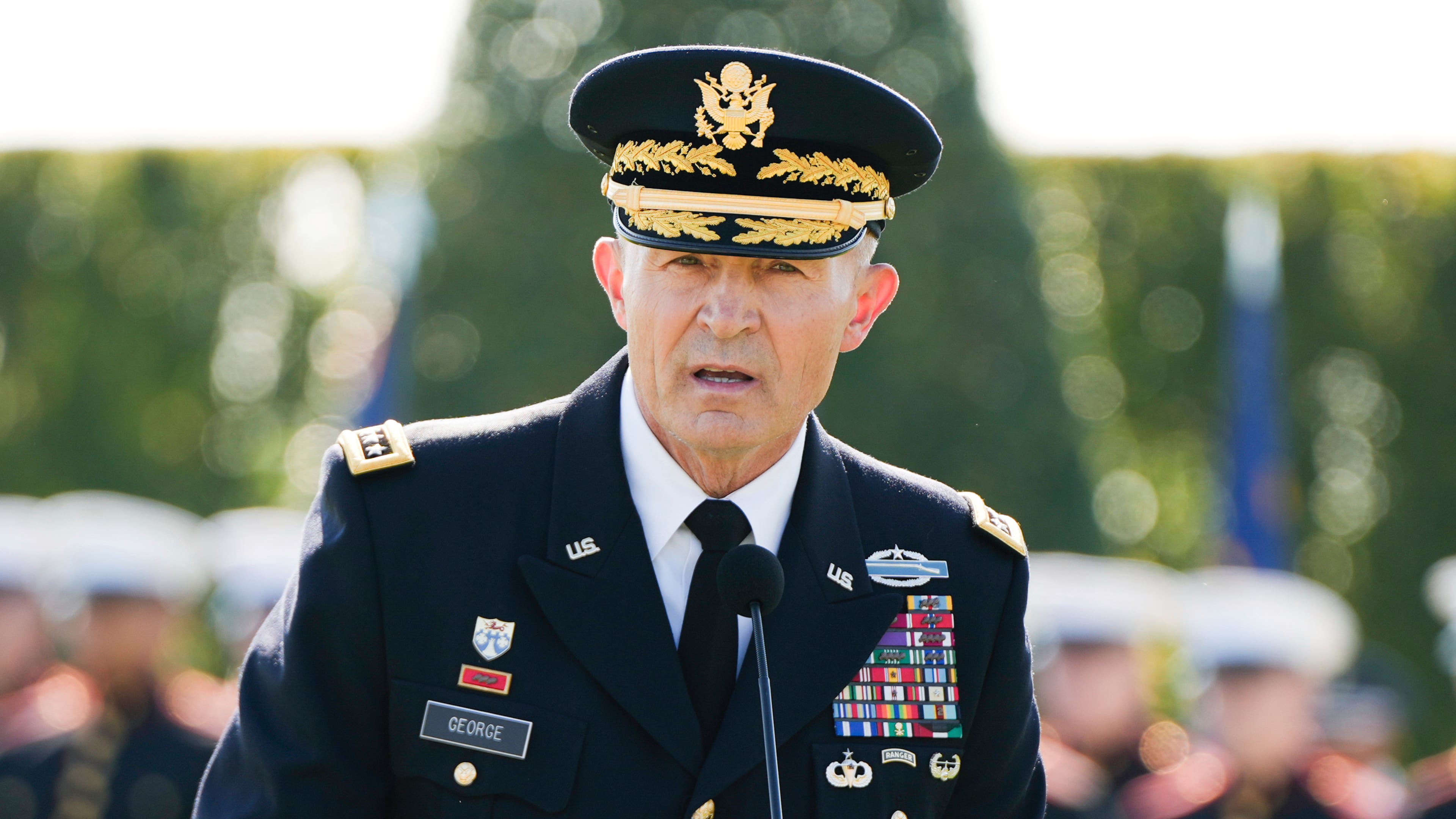 FILE - Army Chief of Staff Gen. Randy George speaks during the POW/MIA National Recognition Day Ceremony at the Pentagon, Sept. 19, 2025, in Washington. (AP Photo/Julia Demaree Nikhinson, file)