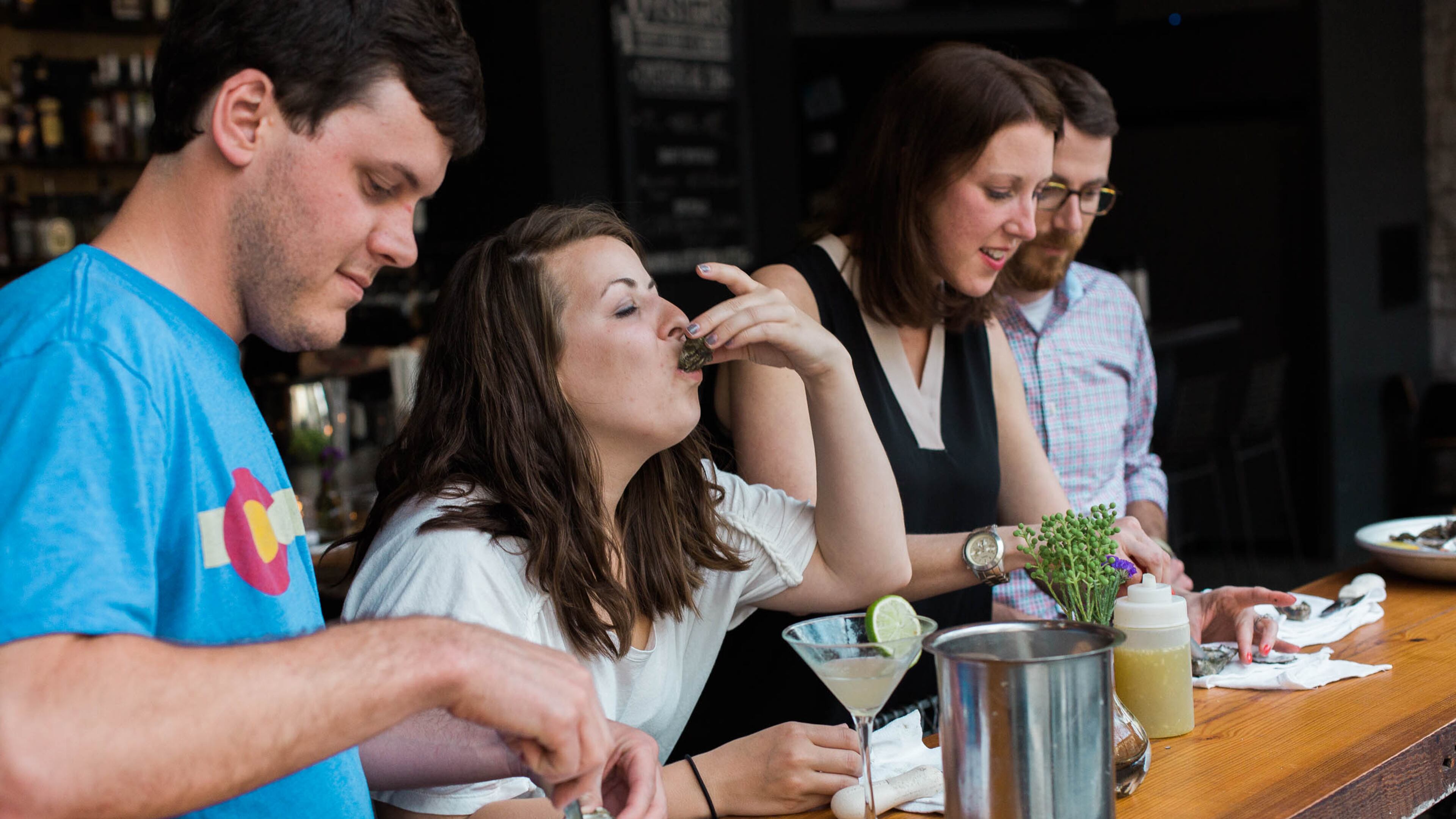 Learn to shuck oysters and sling cocktails on Saturdays in April at Grain in Midtown. Photo by Tomas Espinoza.