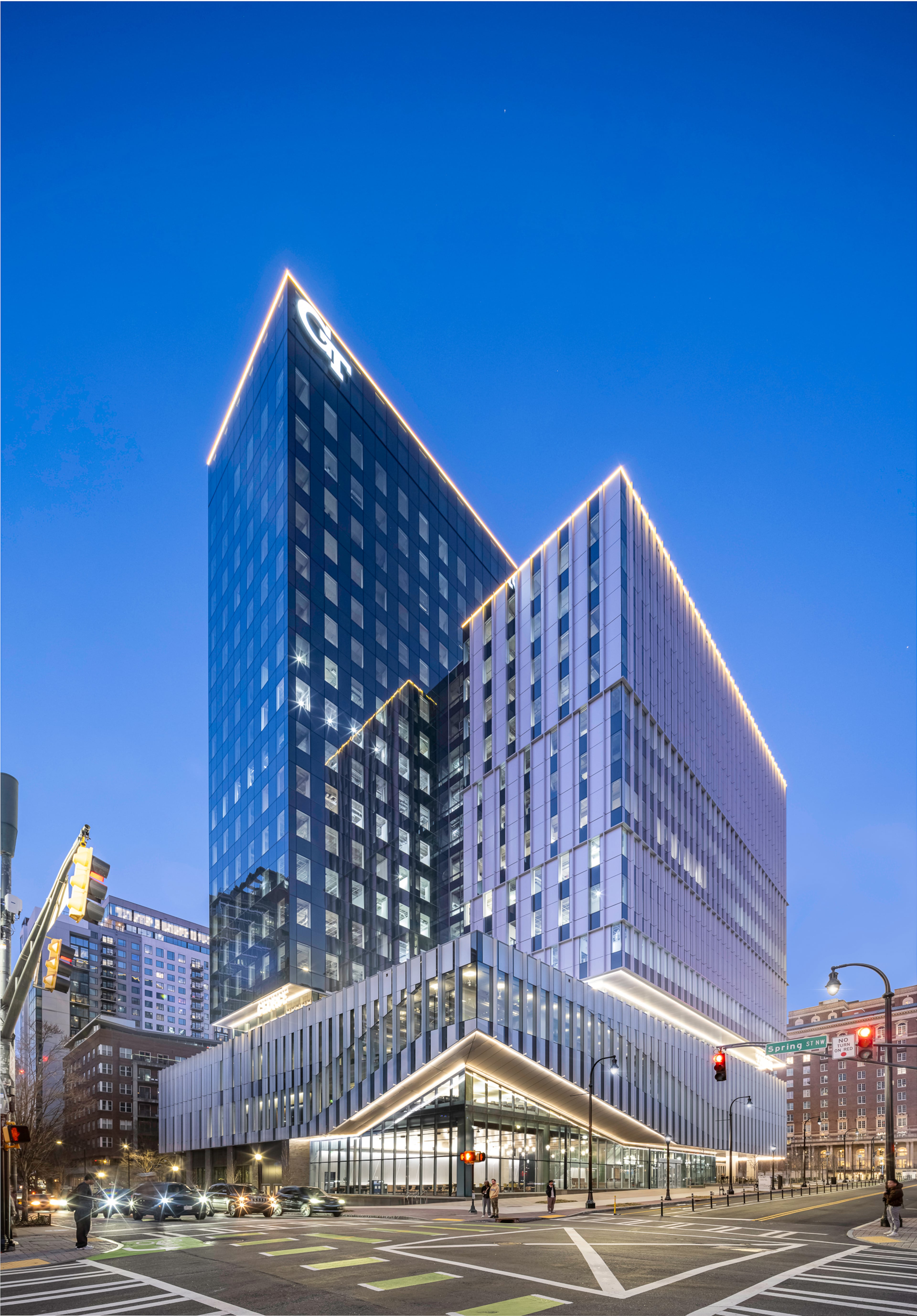 This photo shows a two-tower development by Georgia Tech that will house the institute's industrial engineering and business programs in Midtown. A ribbon-cutting celebrating the project's completion took place Sept. 18, 2026. (Courtesy of Jonathan Hillyer)