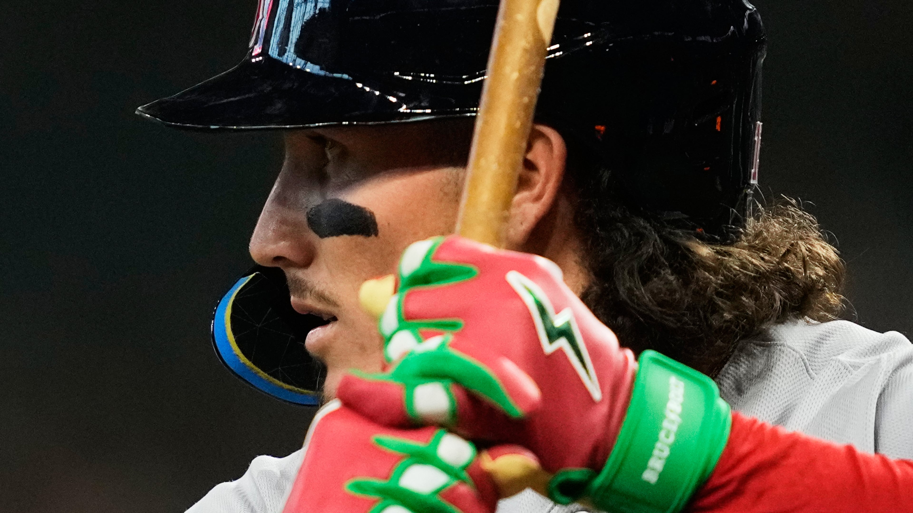 Boston Red Sox designated hitter Jarren Duran prepares to bat during the first inning of a baseball game against the Houston Astros in Houston, Monday, March 30, 2026. (AP Photo/Ashley Landis)