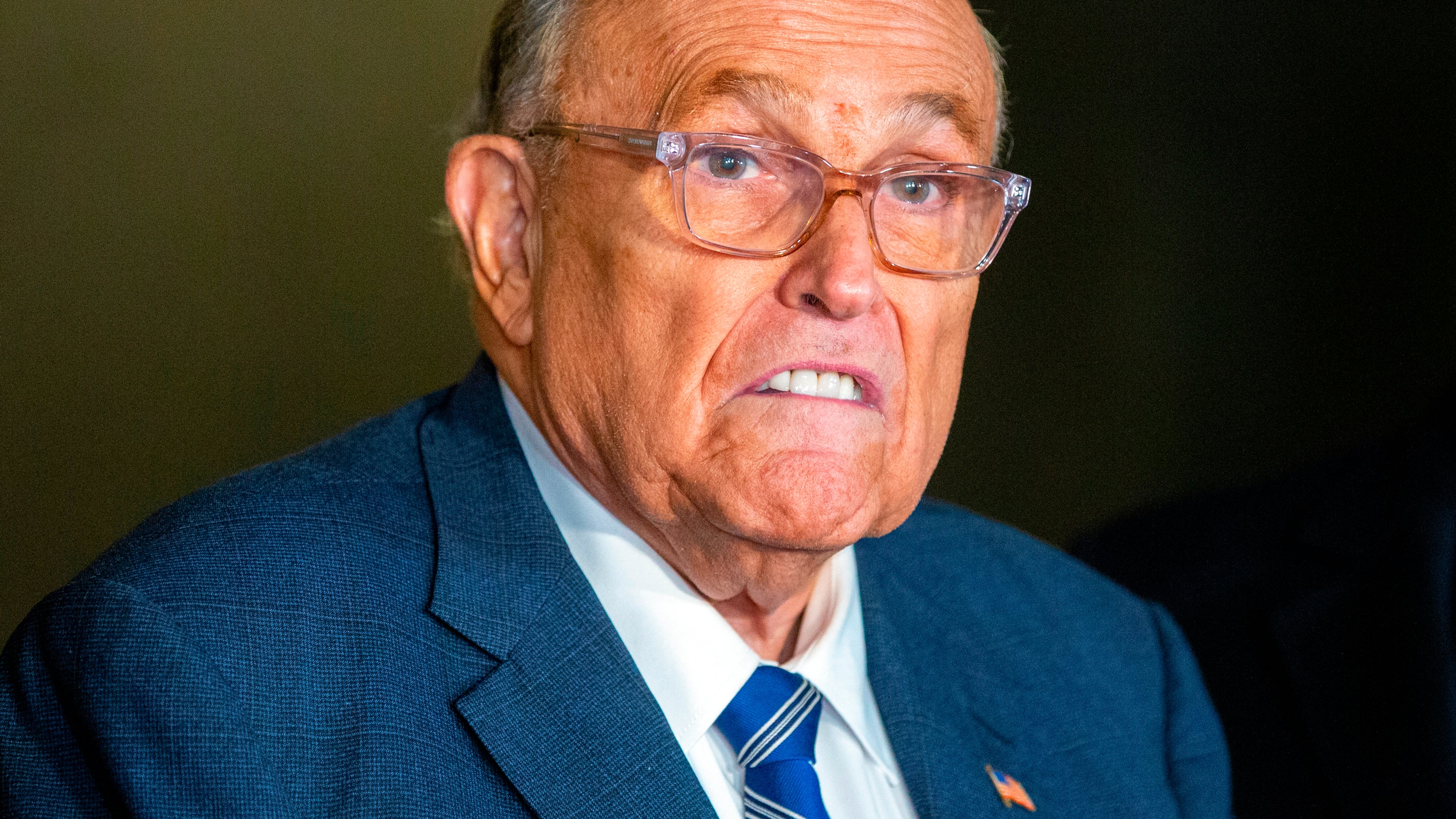 FILE - Rudy Giuliani speaks to the media outside Manhattan federal court in New York, Jan. 3, 2025. (AP Photo/Ted Shaffrey, file)