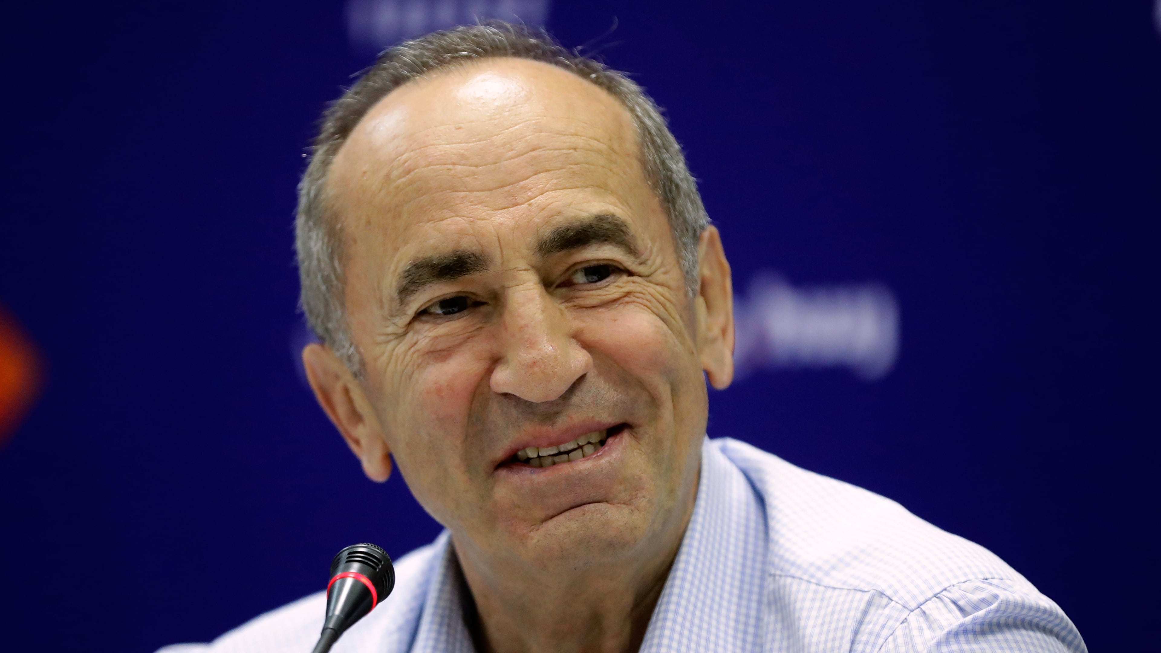 FILE - Former President Robert Kocharyan speaks during a news conference in Yerevan, Armenia, on June 22, 2021. (AP Photo/Sergei Grits, File)