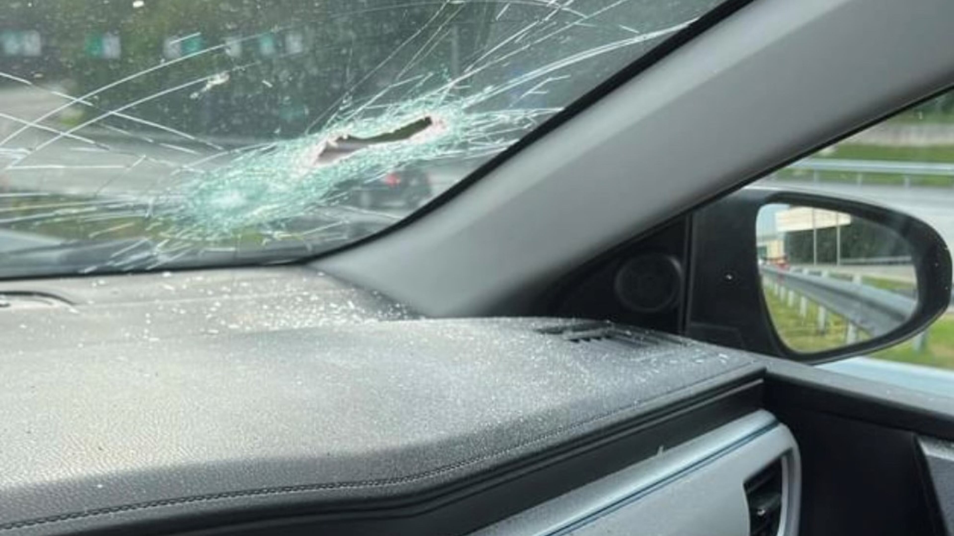 This pole went through driver Matthew Dilley's windshield on I-285 and broke his jaw on July 14th, 2022.