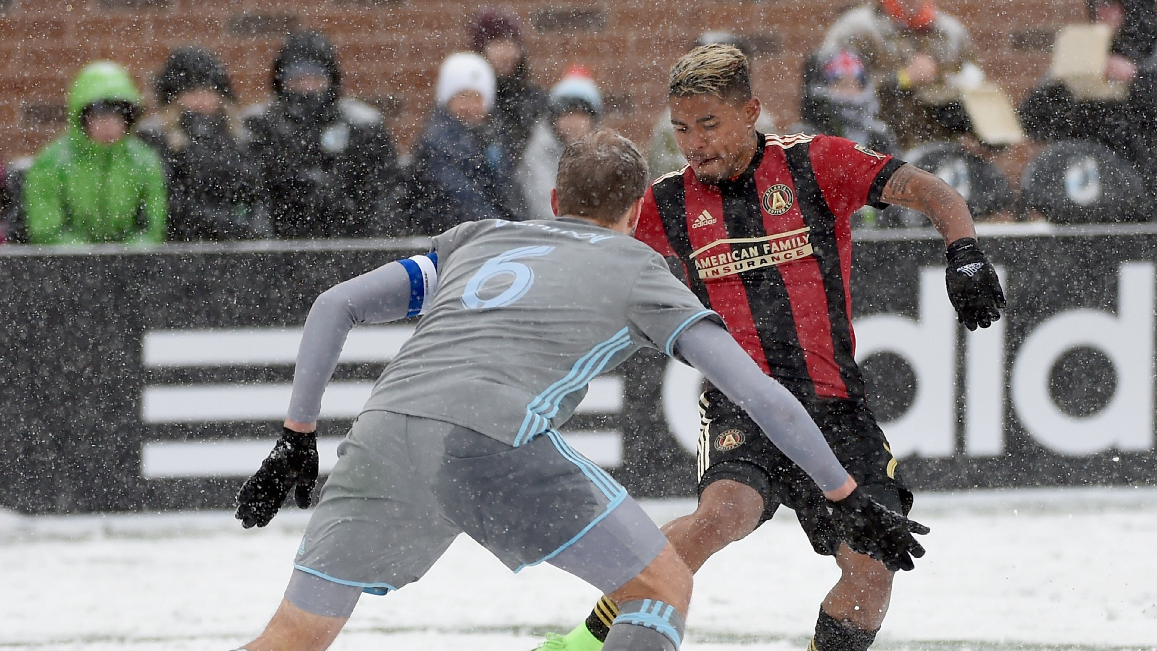 There will be neither snow nor Josef Martinez when Atlanta United hosts Minnesota on Tuesday at Mercedes-Benz Stadium. (Photo by Hannah Foslien/Getty Images)