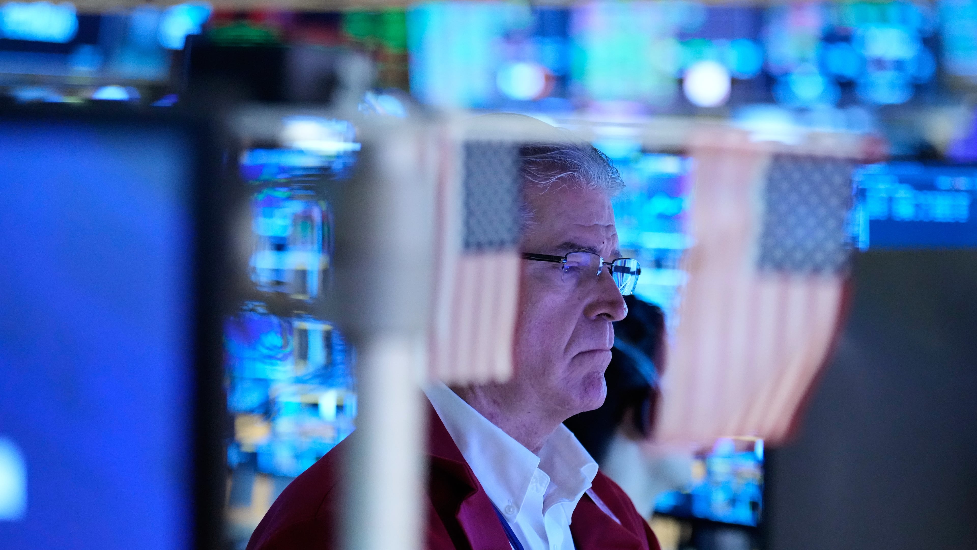 Daniel Kryger works on the floor at the New York Stock Exchange in New York, Monday, Sept. 14, 2026. (AP Photo/Seth Wenig)