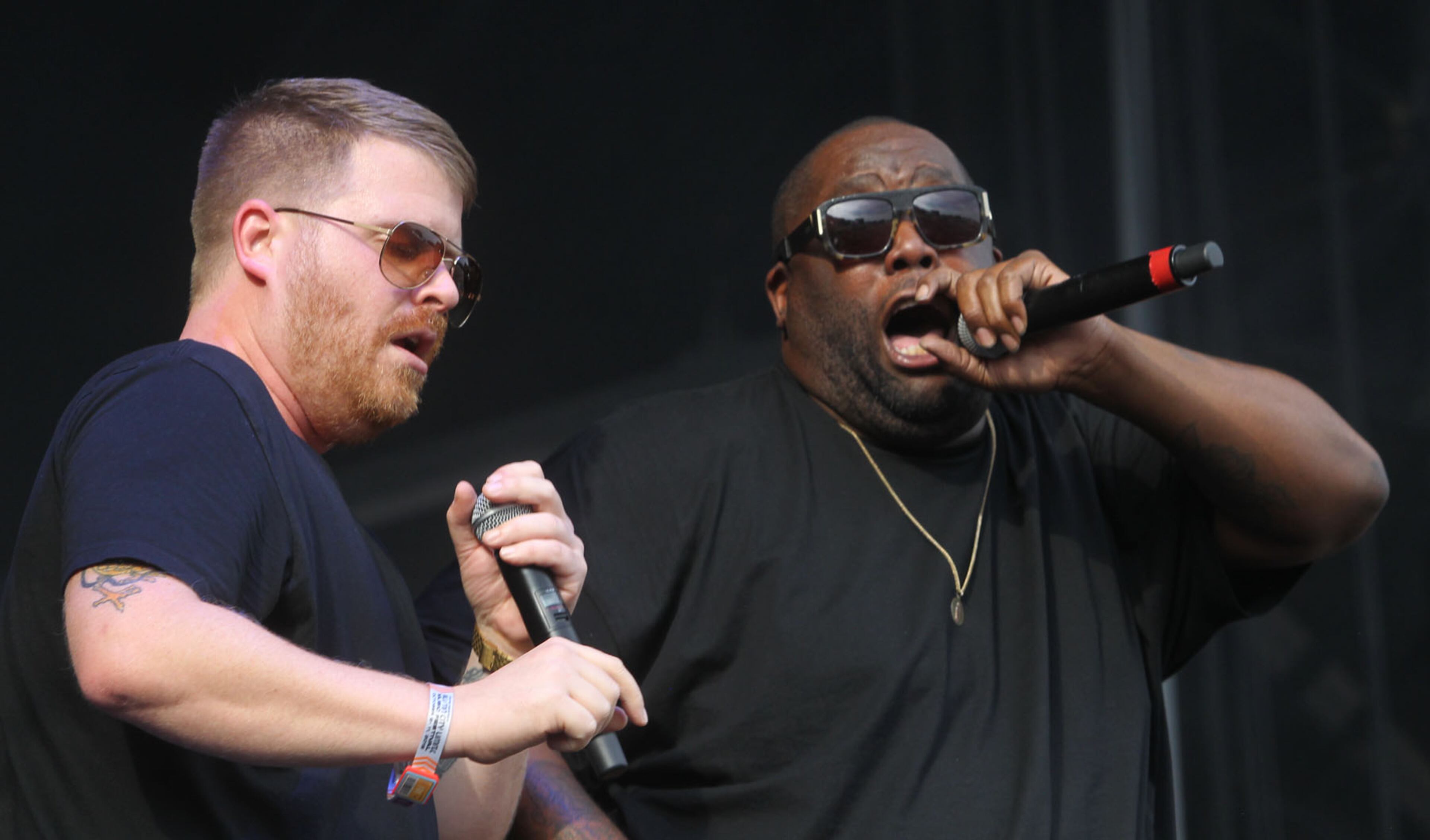 El-P, left, and Killer Mike of Run the Jewels performs during the Austin City Limits Music Festival in Zilker Park Friday, October 9, 2015. (Stephen Spillman / for AMERICAN-STATESMAN)