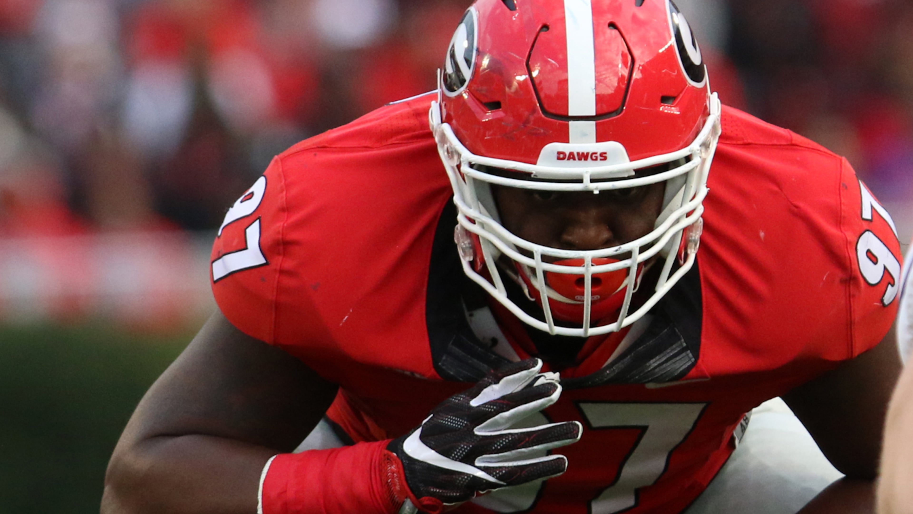 Georgia nose John Atkins (97)
(Photo by Andy Harrison)