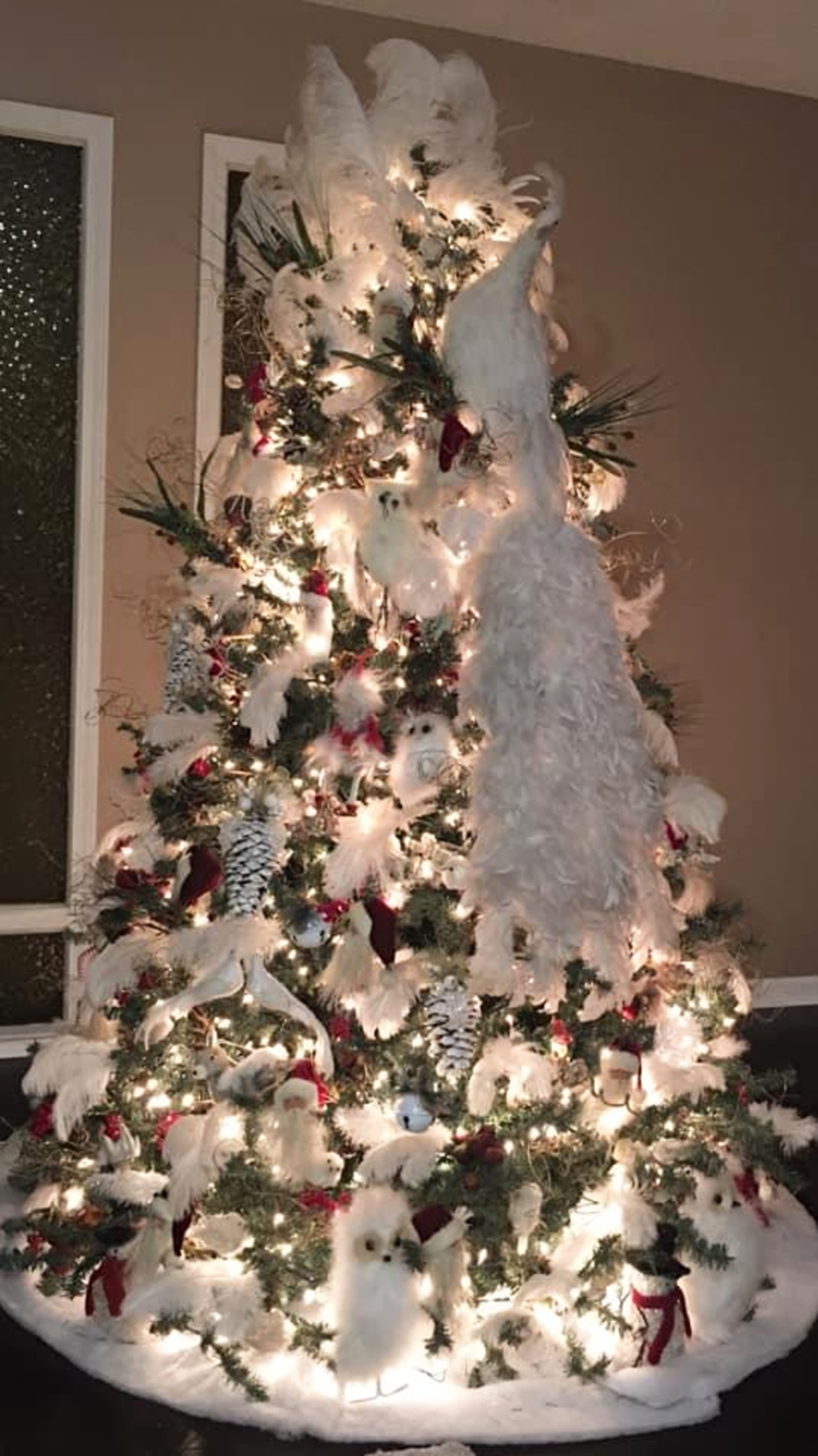 Birds of feather not only flock together, but they also look stunning on Pam Shelton's white Christmas tree.