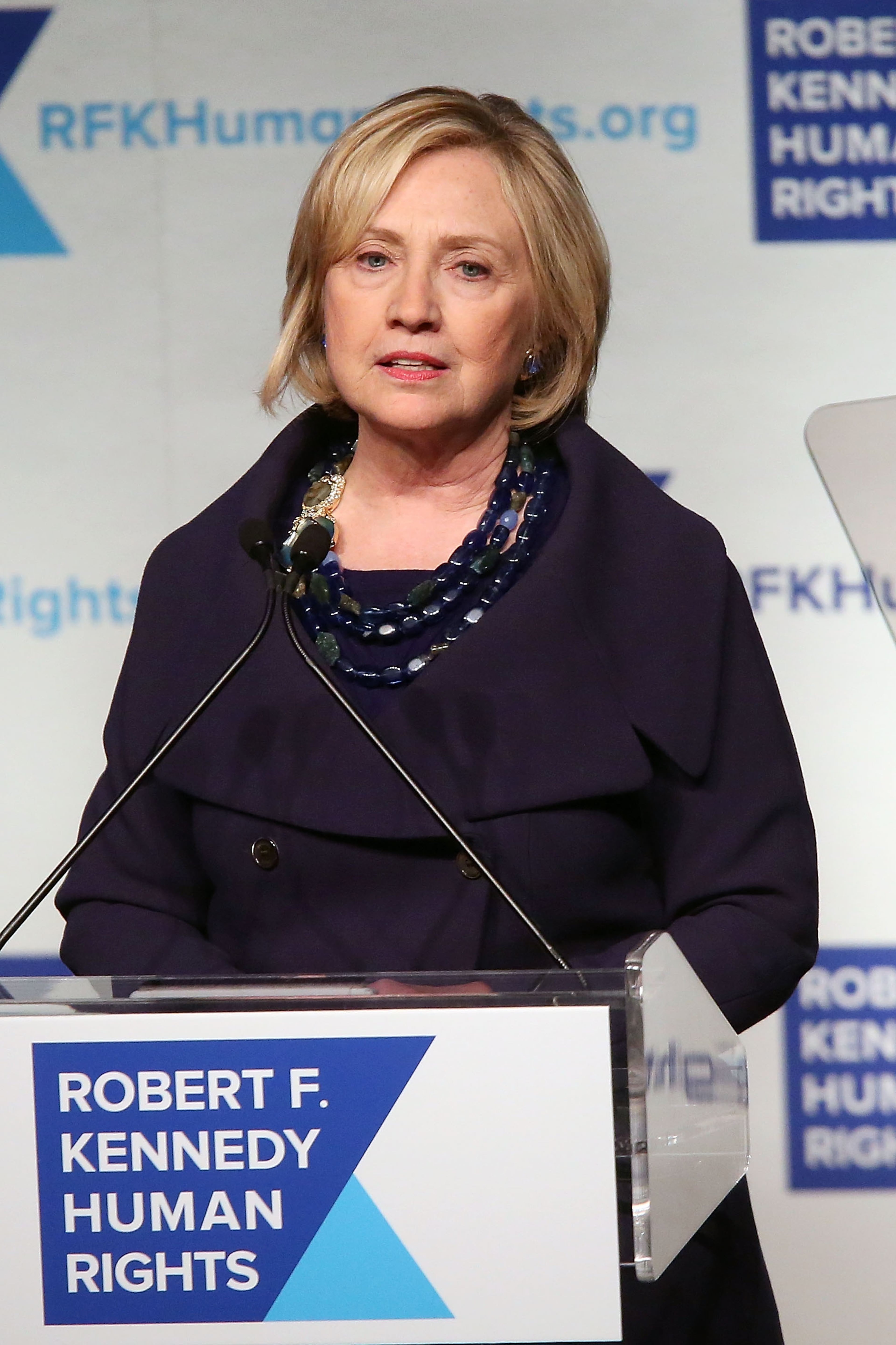 NEW YORK, NY - DECEMBER 16: Hillary Rodham Clinton speaks at the 2014 Robert F. Kennedy Ripple Of Hope Gala at New York Hilton on December 16, 2014 in New York City. (Photo by Taylor Hill/Getty Images)