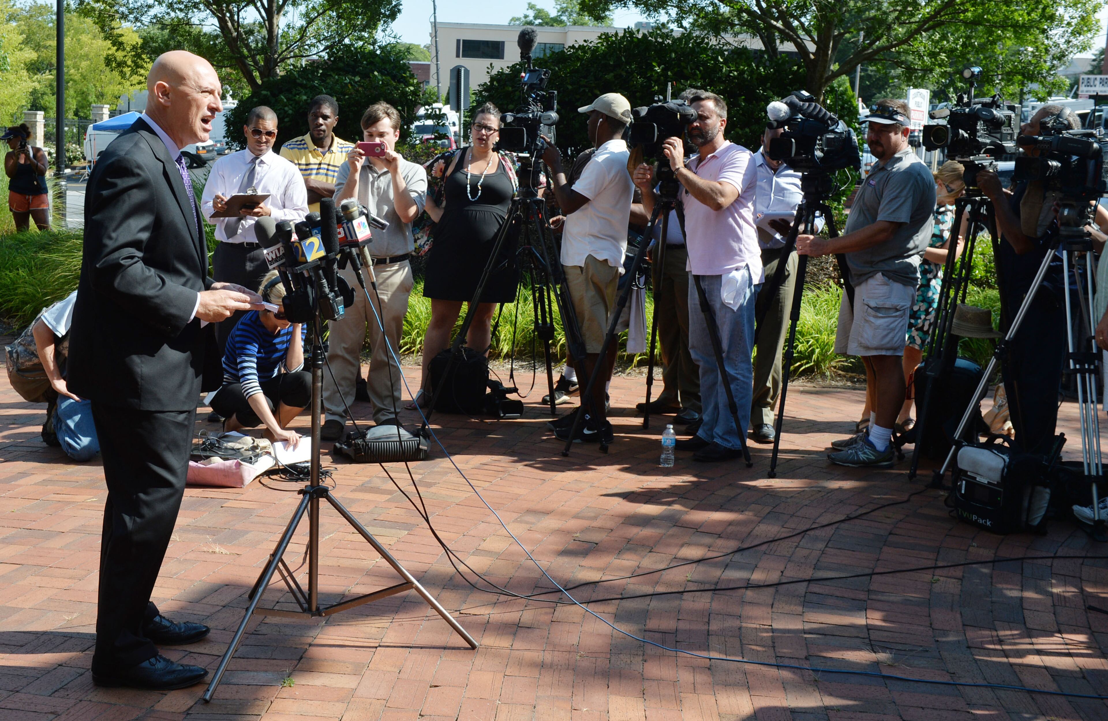 Cobb County DA, Vic Reynolds speaks during a press conference following a probable cause and bond hearing in Cobb County Magistrate Court for Justin Ross Harris Thursday, July 3, 2014. Harris is facing charges of second-degree cruelty to a child and felony murder in the death of his 22 month-old son Cooper on June 18, 2014. JOHNSON/KDJOHNSON@AJC.COM