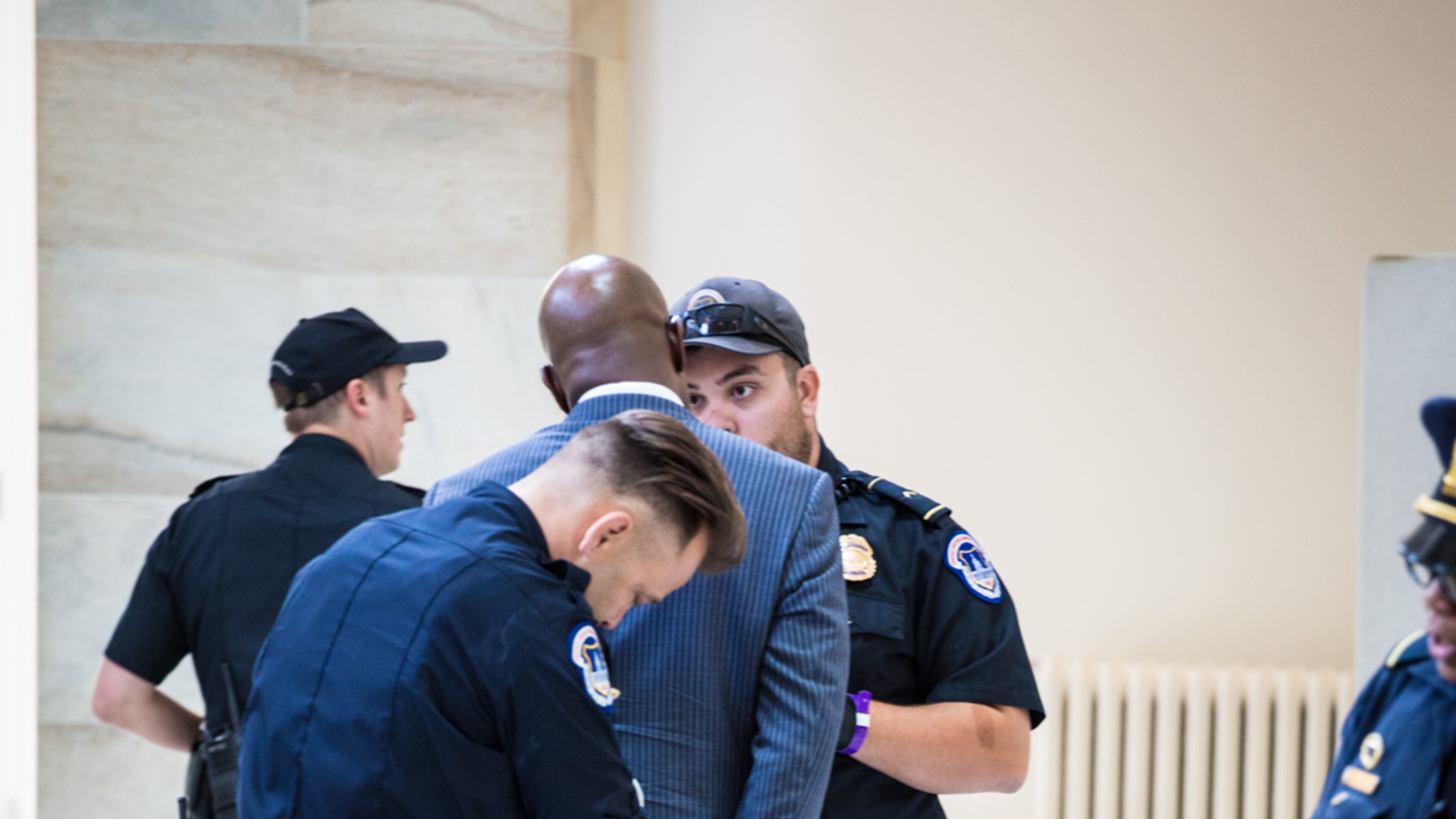 The Rev. Raphael G. Warnock was arrested Tuesday by Capitol police during a protest of faith leaders against the Trump Administration’s proposed budget and efforts to repeal and replace the Affordable Care Act. Credit: Steven D. Martin/National Council of Churches