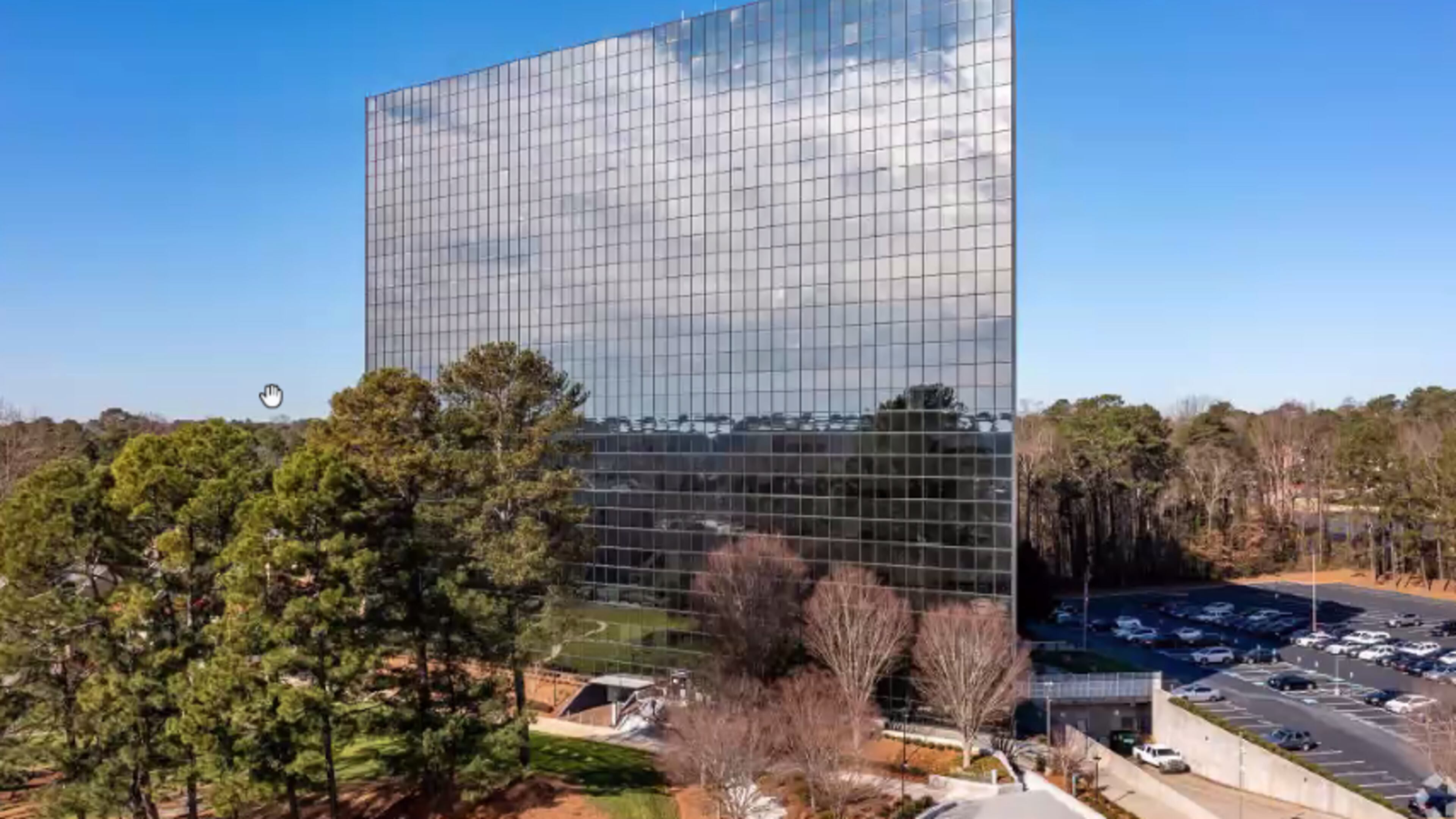 This is a photo of the office tower at 1800 Century Blvd, which is slated to be converted into housing.
