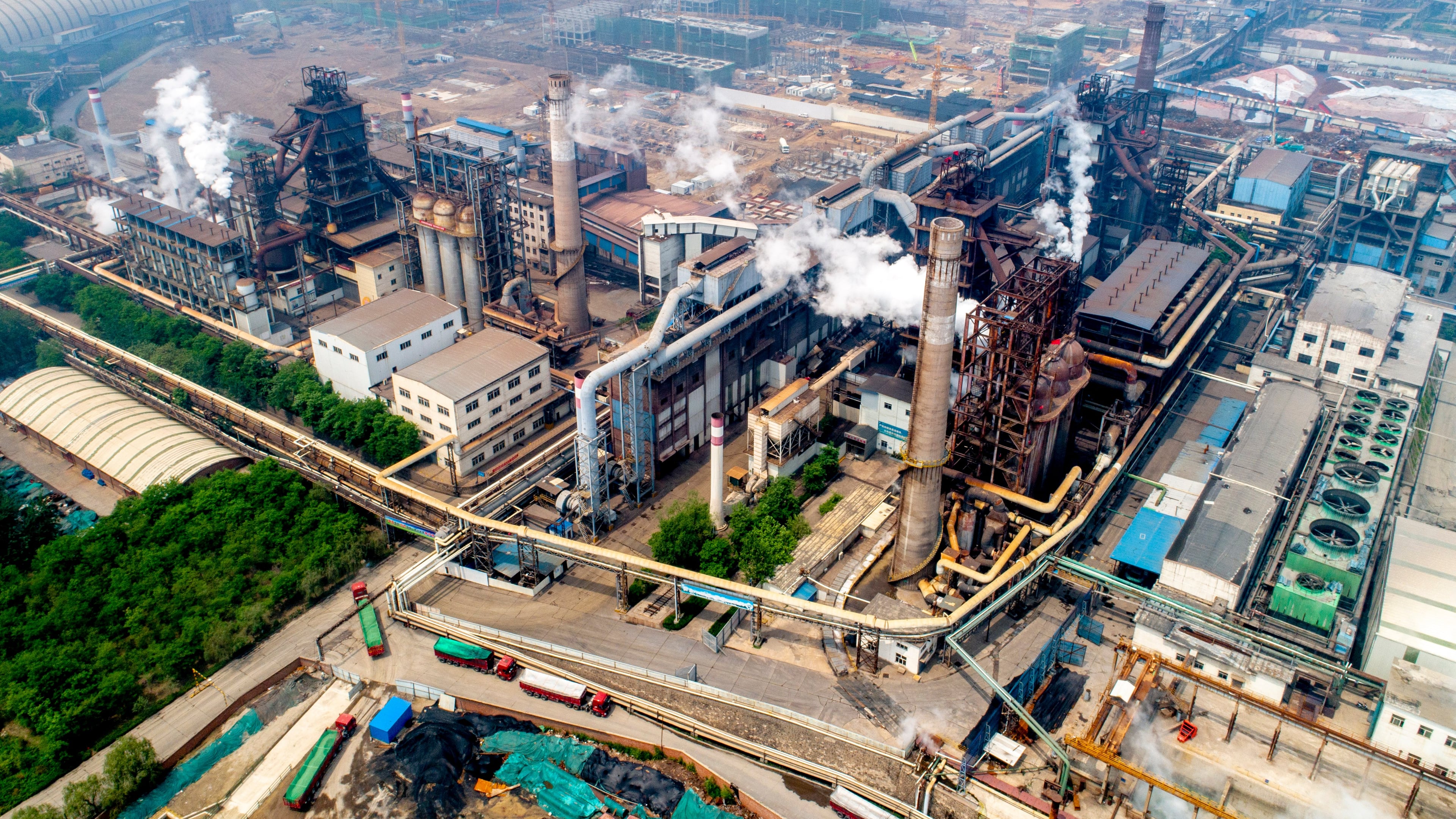 A view of the production base of Chinese steel manufacturer Jinye Group in Pingshan in northern China's Hebei province on May 6, 2020. (Chinatopix via AP)