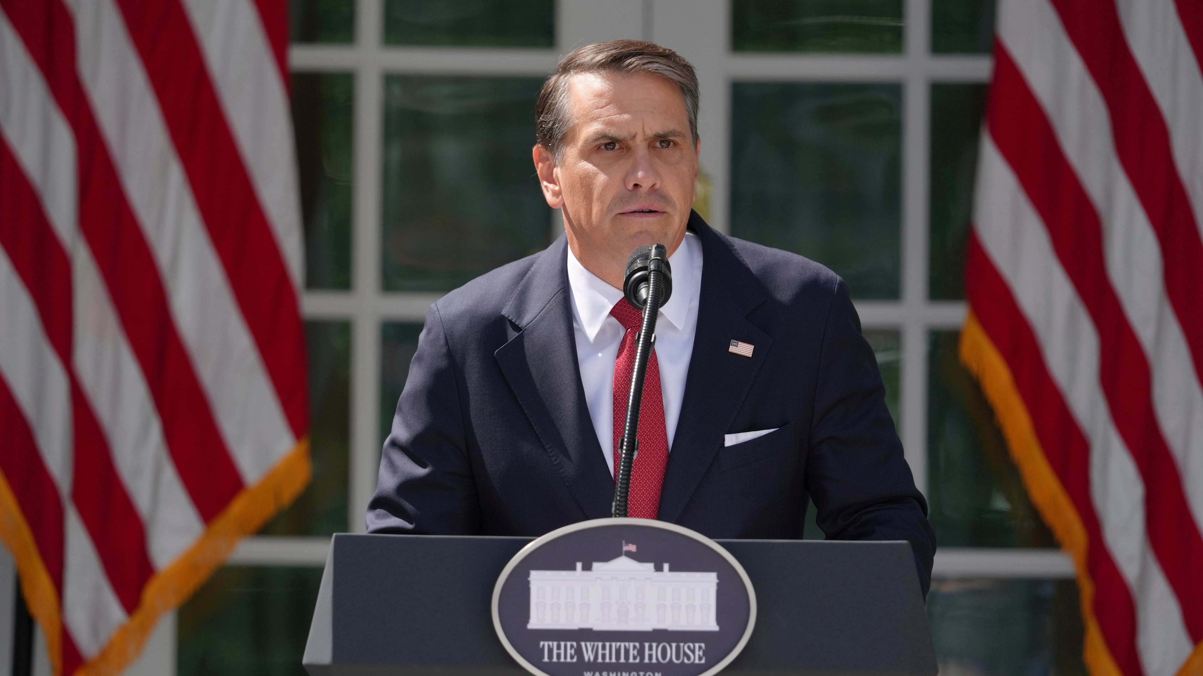 U.S. Attorney General Todd Blanche speaks during a news briefing in the Rose Garden of the White House, Tuesday, Sept. 15, 2026, in Washington. (AP Photo/Jacquelyn Martin)