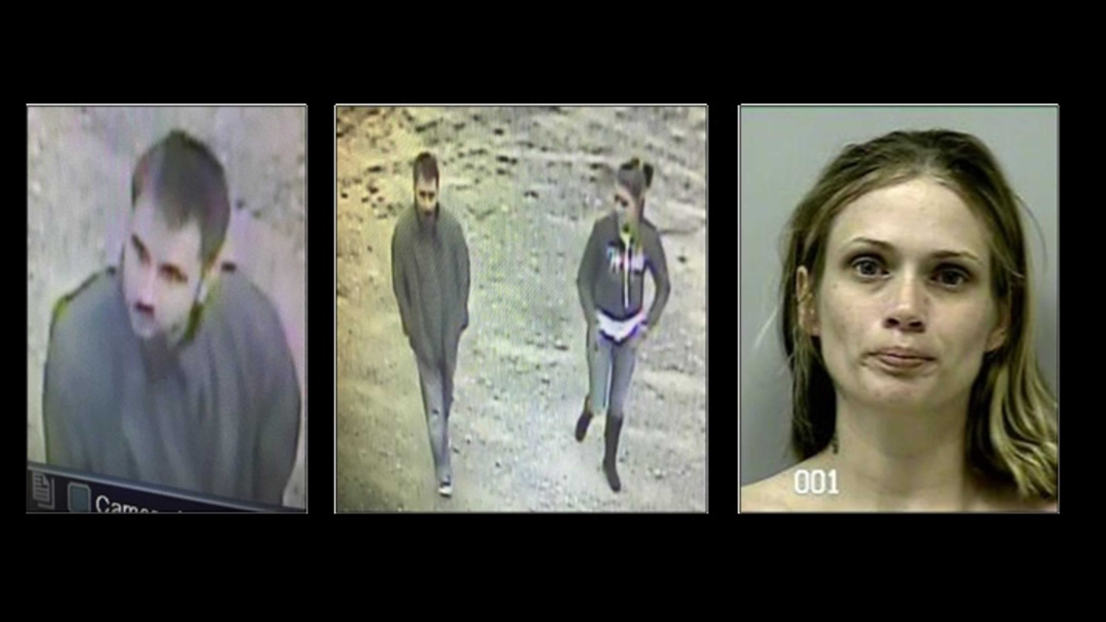 Gwinnett County police are looking for Katie Nicole Johnson, also known as Katie Pethel (right) and an unidentified man (left) in connection with recent storage unit thefts.