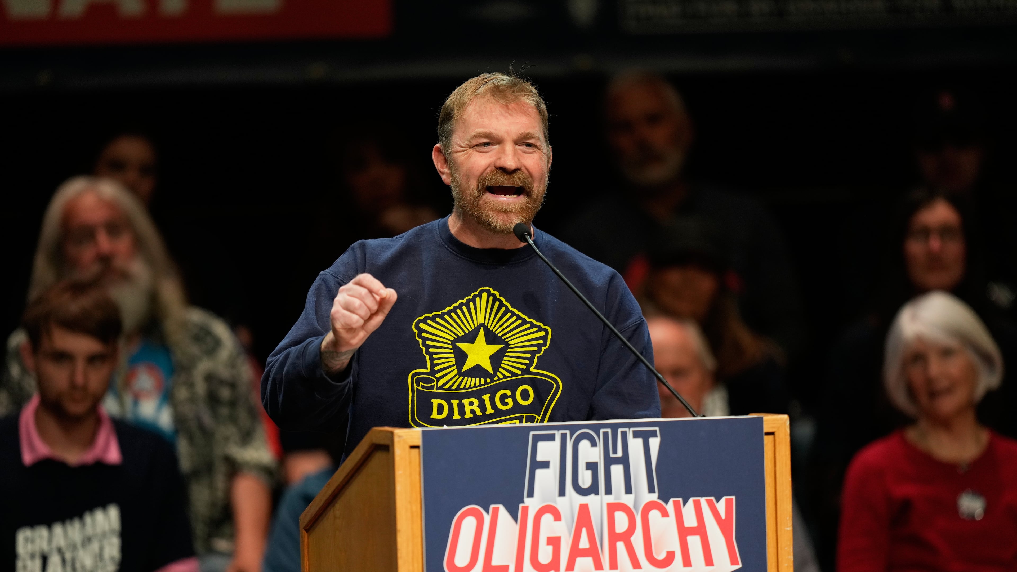 Graham Platner, Democratic candidate for U.S. Senate, speaks at an event hosted by Sen. Bernie Sanders in Orono, Maine, Sunday, May 24, 2026. (AP Photo/Robert F. Bukaty)