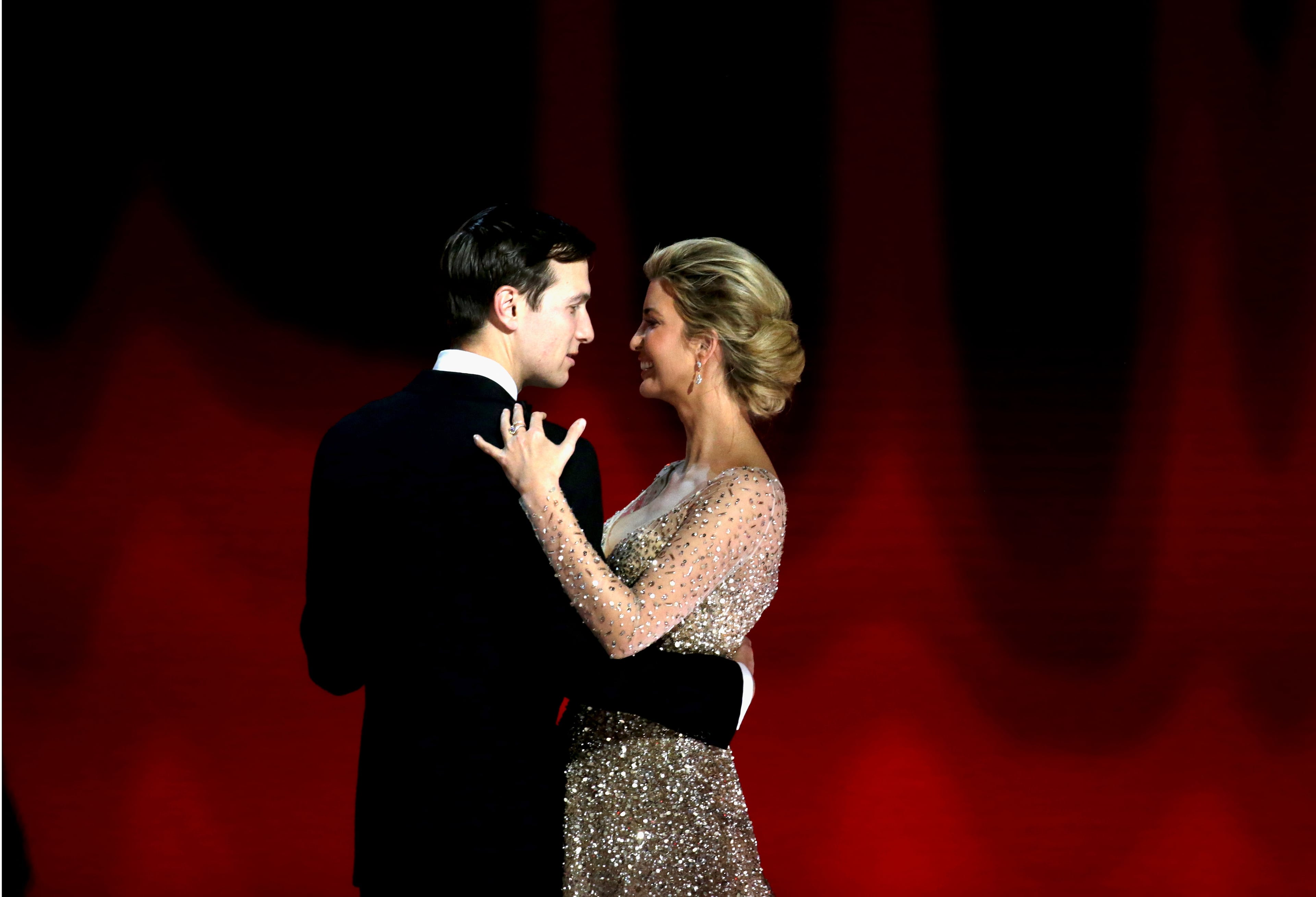 WASHINGTON, DC - JANUARY 20: Ivanka Trump dances with husband Jared Kurshner at the Liberty Inaugural Ball on January 20, 2017 in Washington, DC. The Liberty Ball is the first of three inaugural balls that President Donald Trump will be attending. (Photo by Rob Carr/Getty Images)