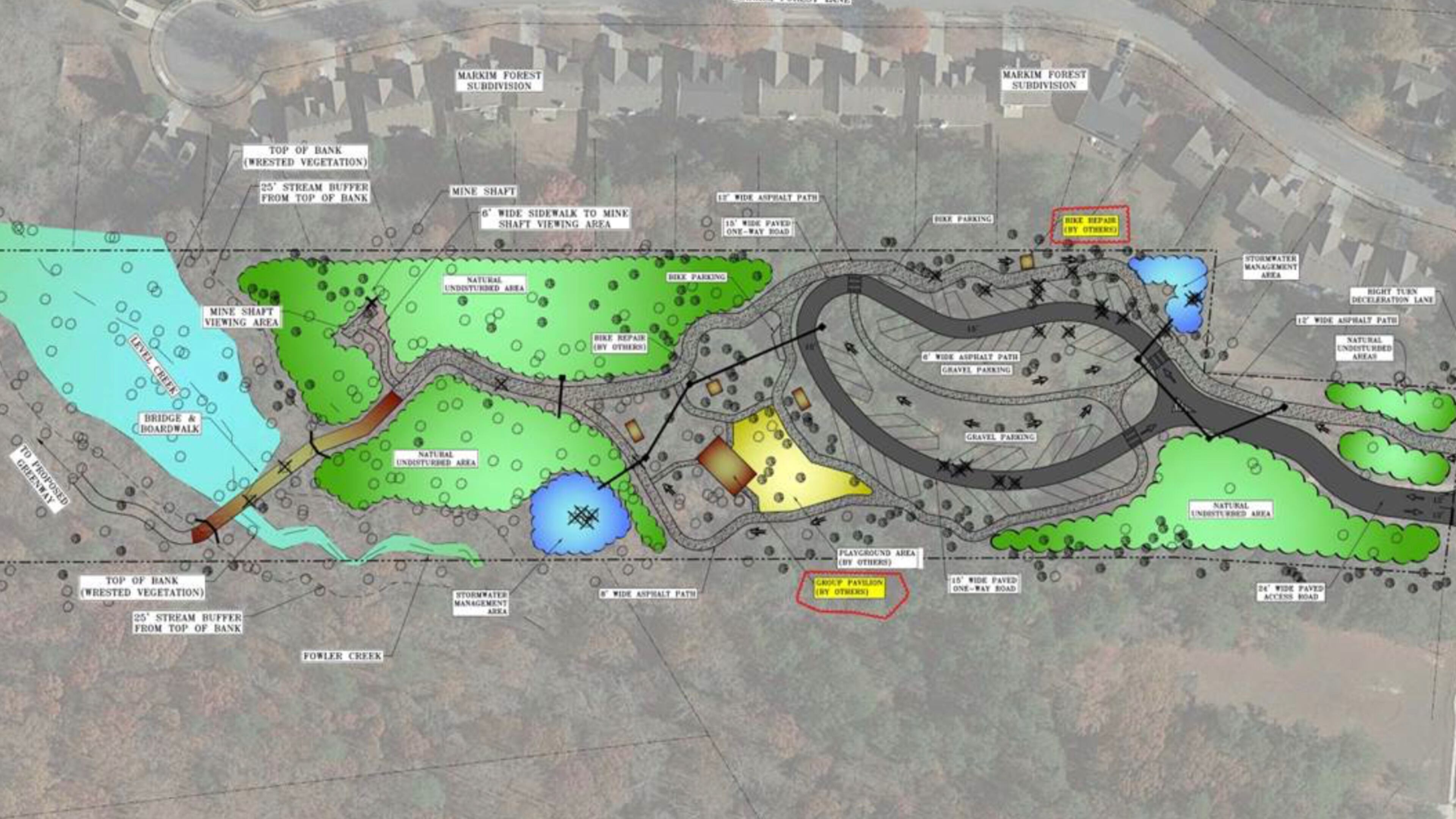 Plans for Gold Mine Park in Sugar Hill will include auto and bike parking, public restrooms and a picnic pavilion. (Courtesy City of Sugar Hill)