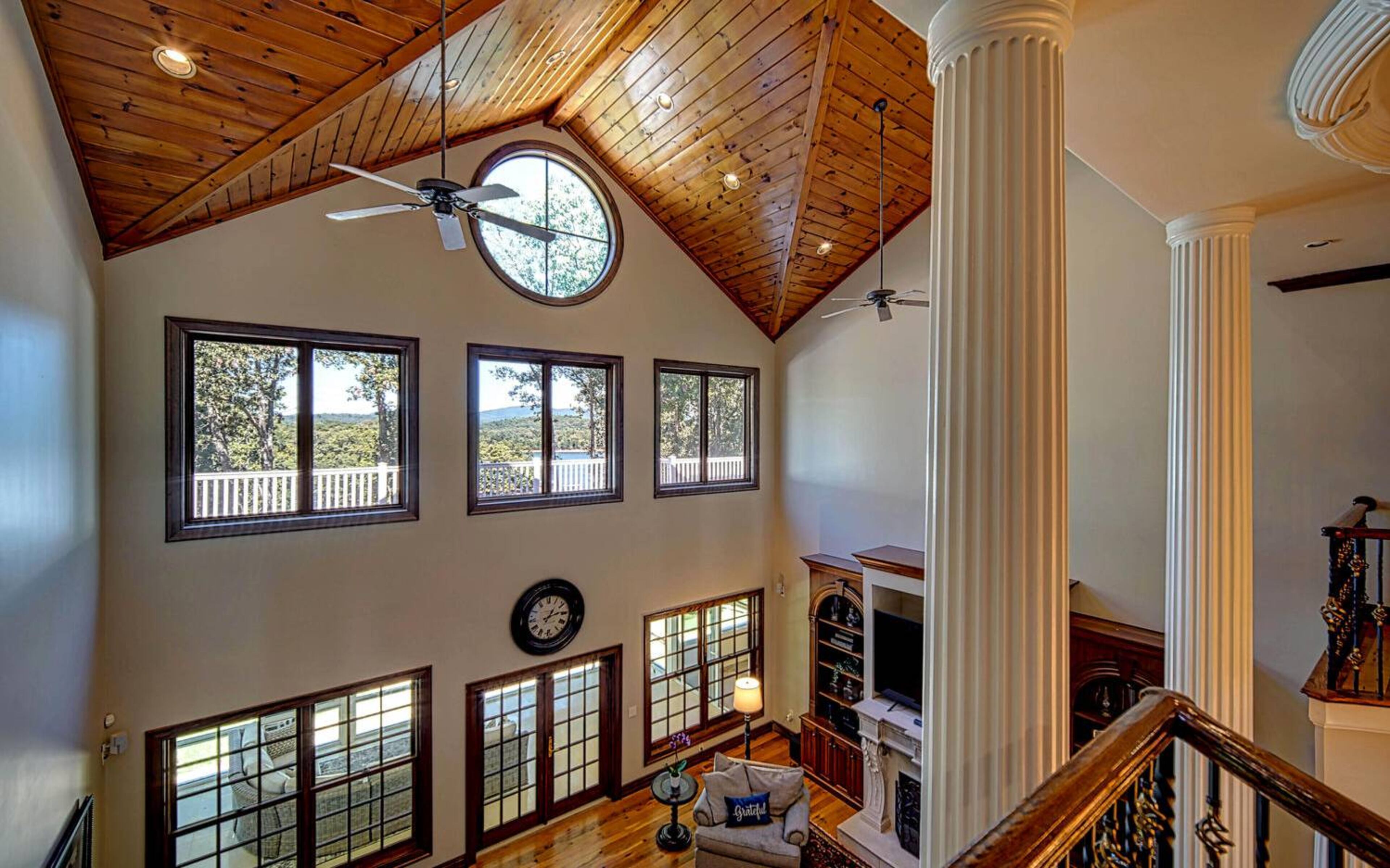 Top of the staircase overlooking the living room.