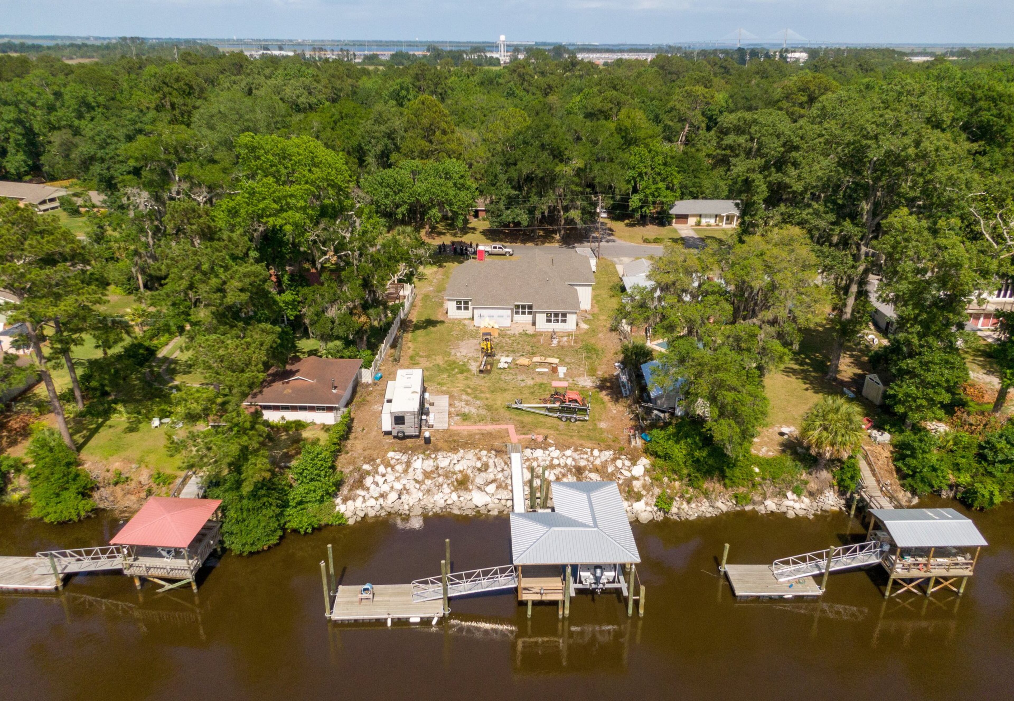 Ahmaud Arbery was chased and killed after he was seen leaving this house, then under construction, in the Satilla Shores neighborhood outside Brunswick. (Hyosub Shin/AJC 2020)