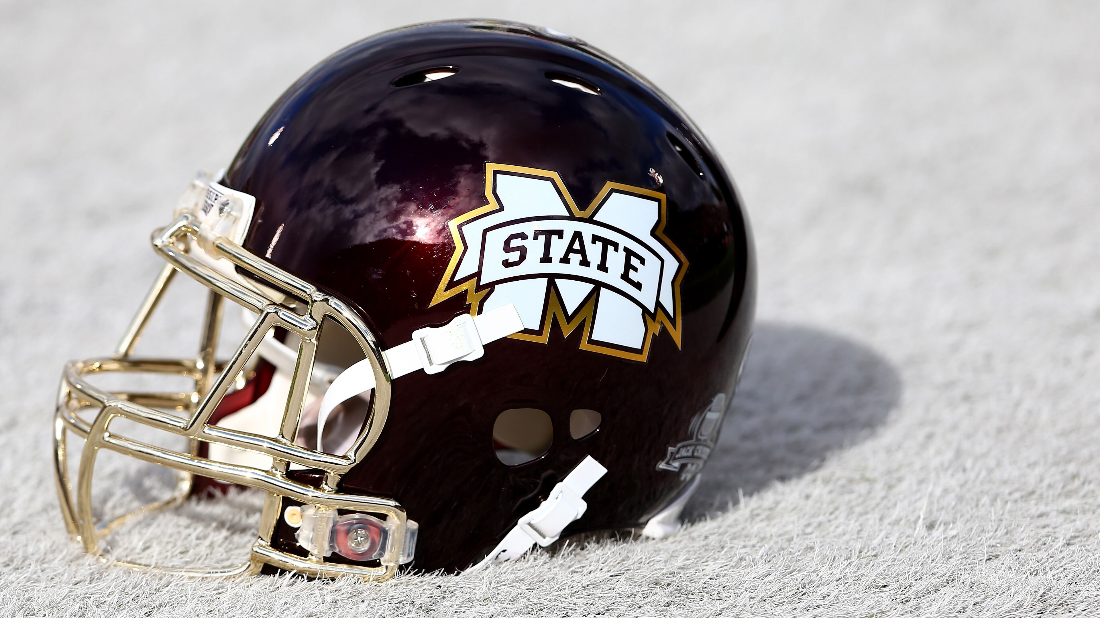 OXFORD, MS - NOVEMBER 29: A general view of the Mississippi State Bulldogs helmet before their game against the Mississippi Rebels at Vaught-Hemingway Stadium on November 29, 2014 in Oxford, Mississippi. (Photo by Streeter Lecka/Getty Images)